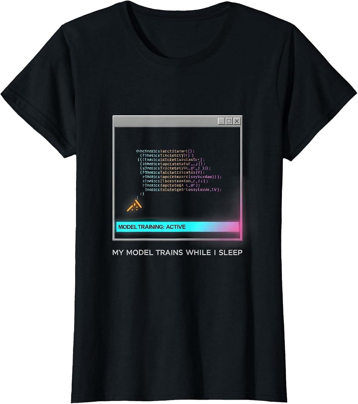 My Model Trains While I Sleep Funny Programmer Developer T-Shirt - Black