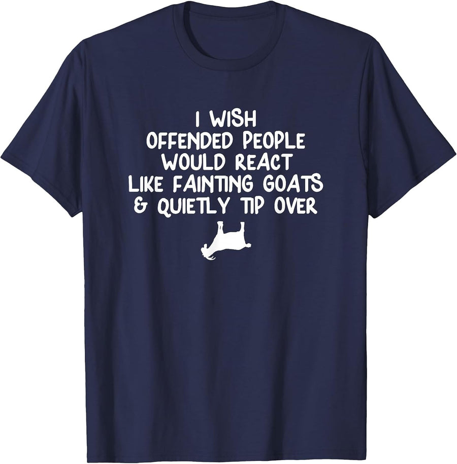 Funny, Fainting Goat T-Shirt. Joke Sarcastic Family T-Shirt - Navy Blue