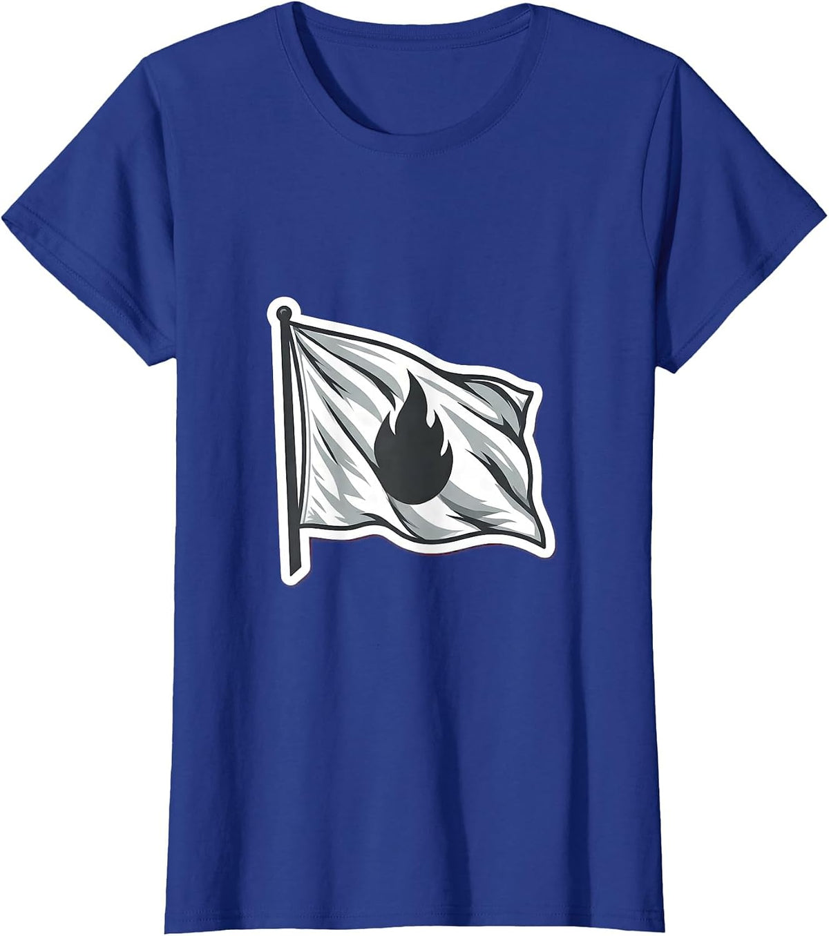 Women's White Lie Hidden Flame Surrender Flag Graphic T-Shirt - Royal Blue