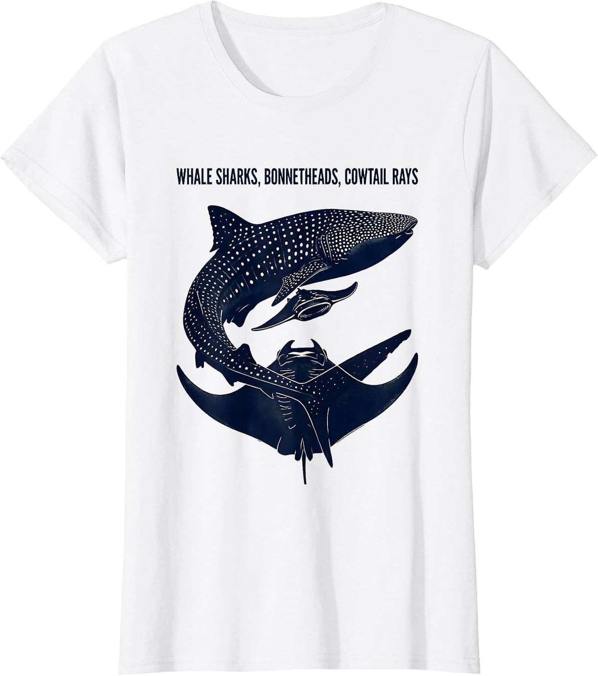 Whale Sharks, Bonnetheads, Cowtail Rays Marine Biology Humor T-Shirt - White