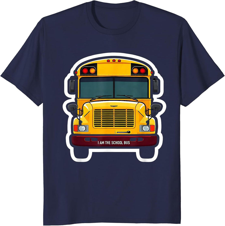 I Am The School Bus Funny School Bus Driver Halloween T-Shirt - Navy Blue