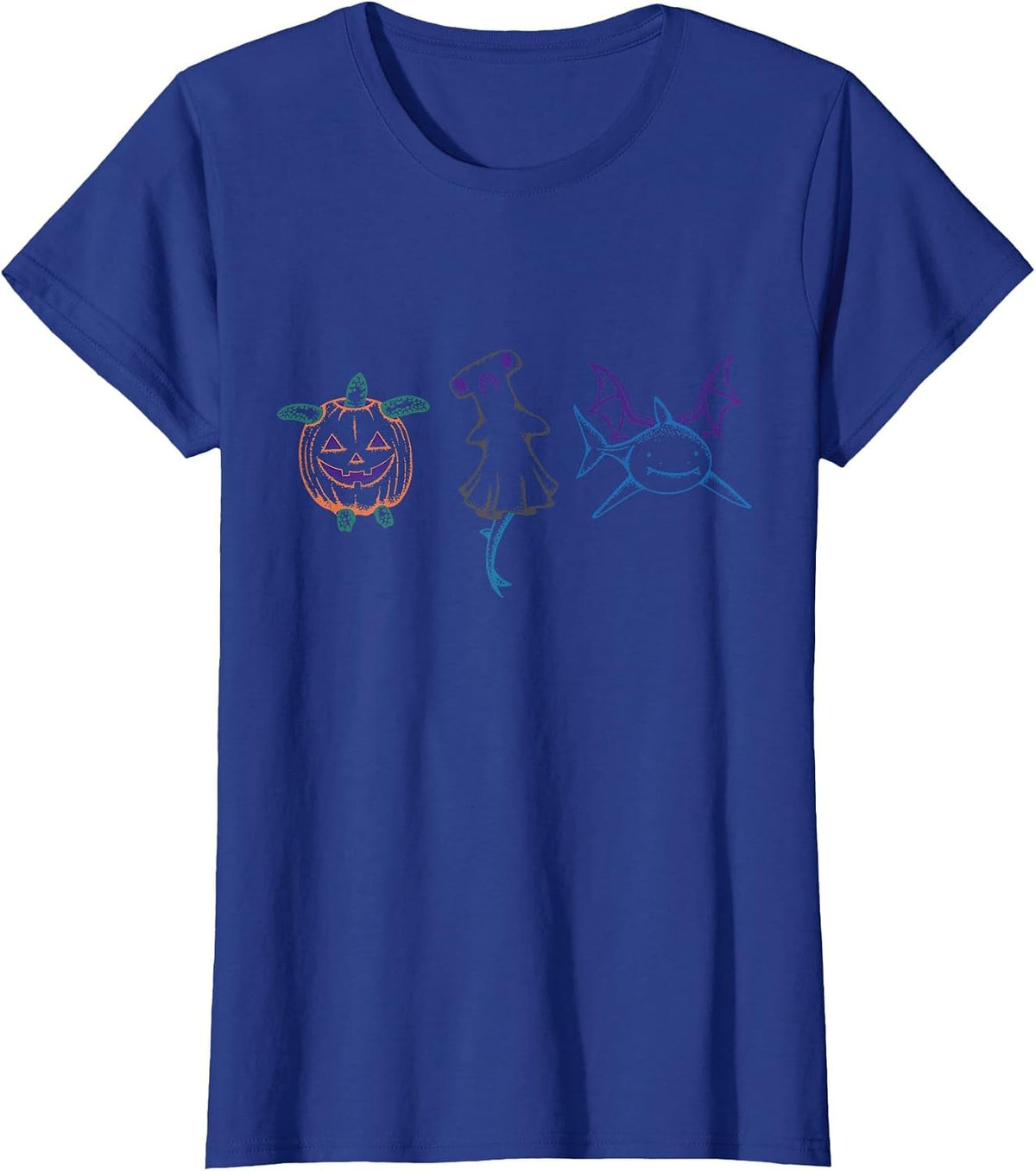 Sea Creature Halloween Spooky Turtle Hammerhead Whale Shark T-Shirt - Royal Blue