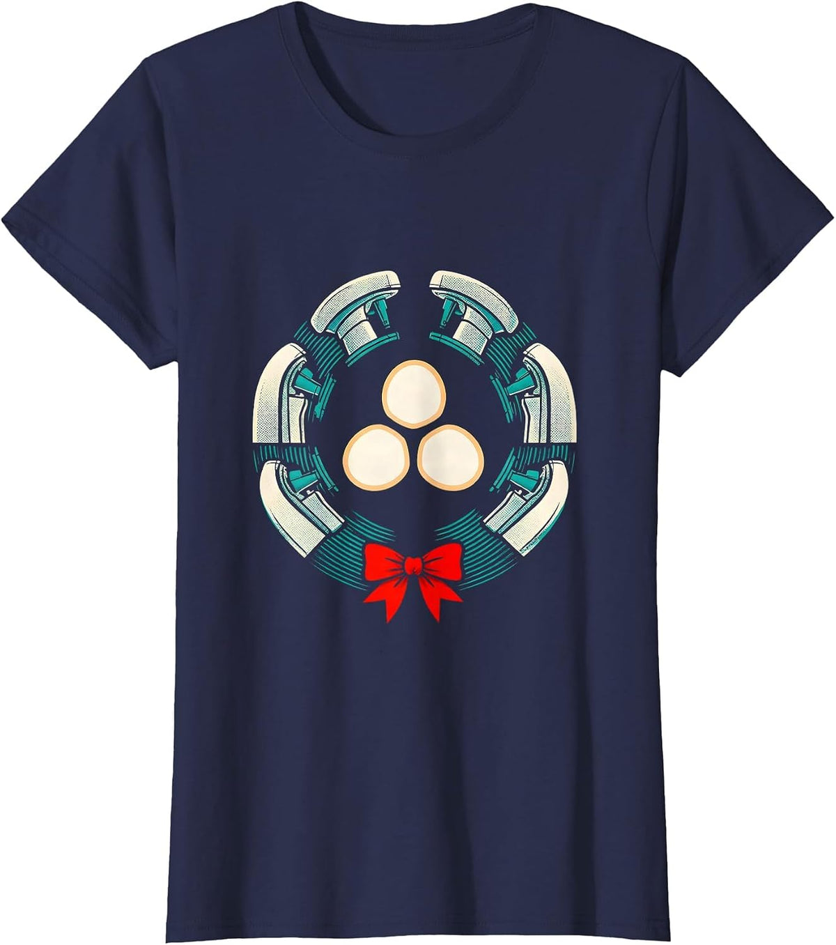 Women's Radiotherapy Tech Christmas Badge Humor T-Shirt - Navy Blue