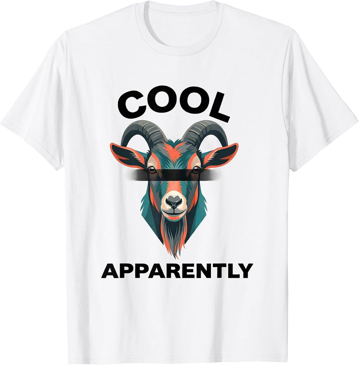 Men's Cool Apparently Flat Vector Goat with Sunglasses Funny T-Shirt - White
