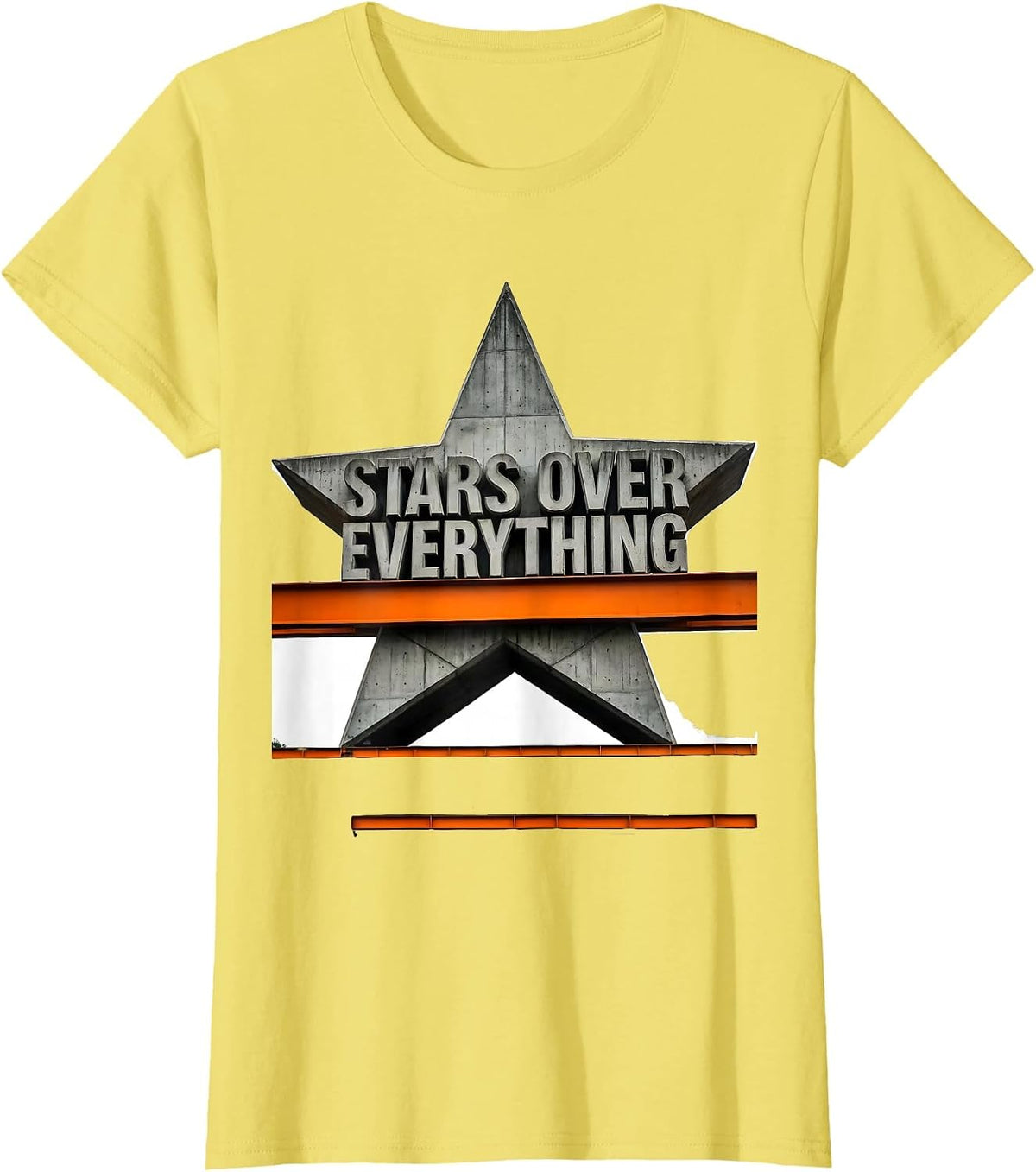 Stars Over Everything Celestial Graphic Design T-Shirt - Lemon Yellow