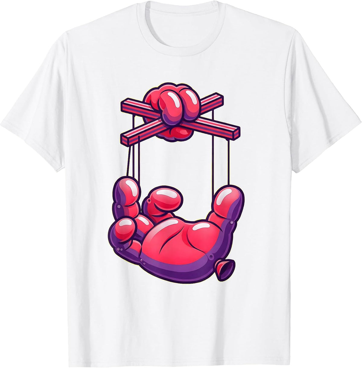 Puppet Controlling Puppet Graphic Novelty Design T-Shirt - White