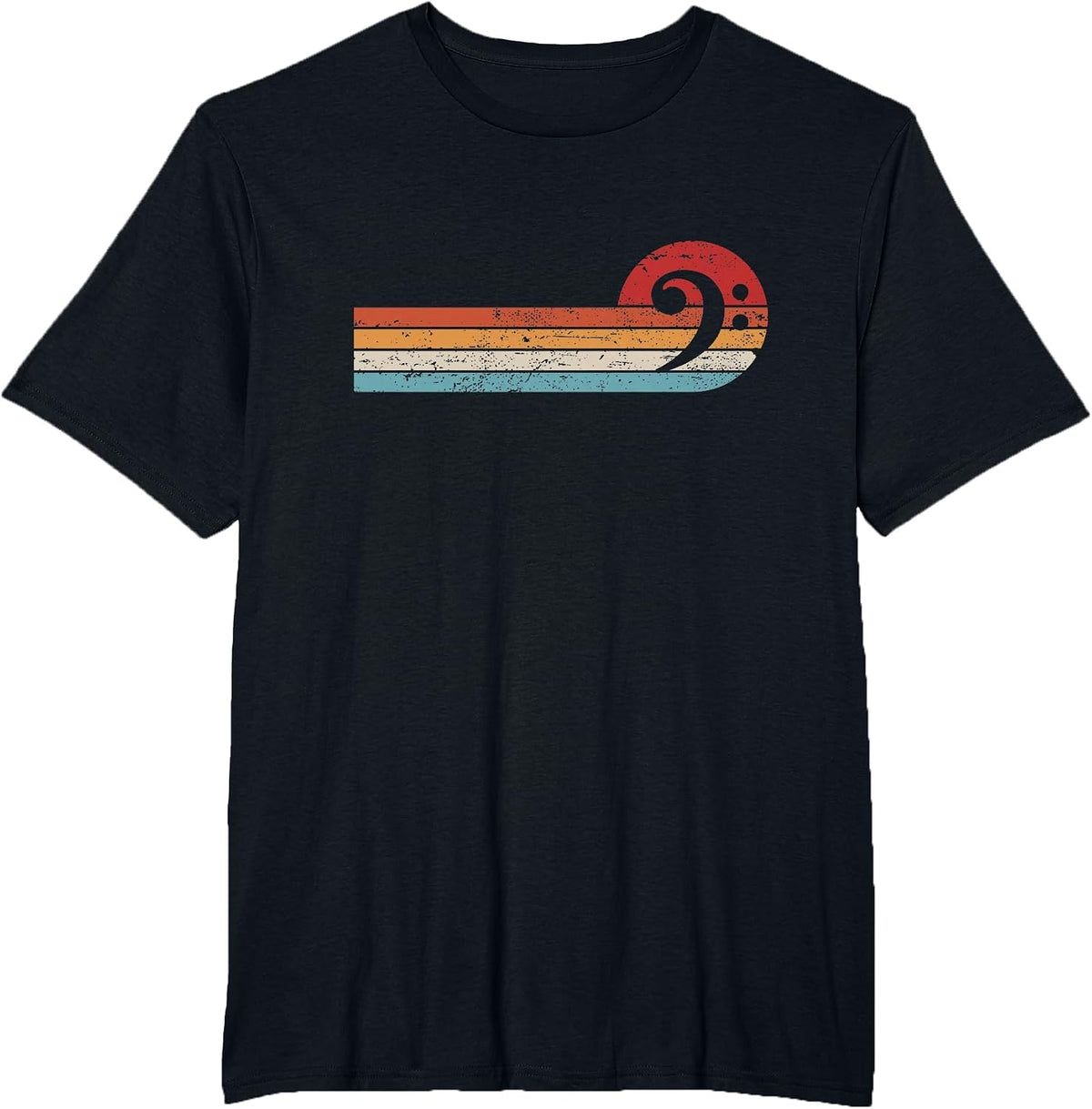 Bassist Bass Guitar Musician Retro Bass Clef T-Shirt - Black