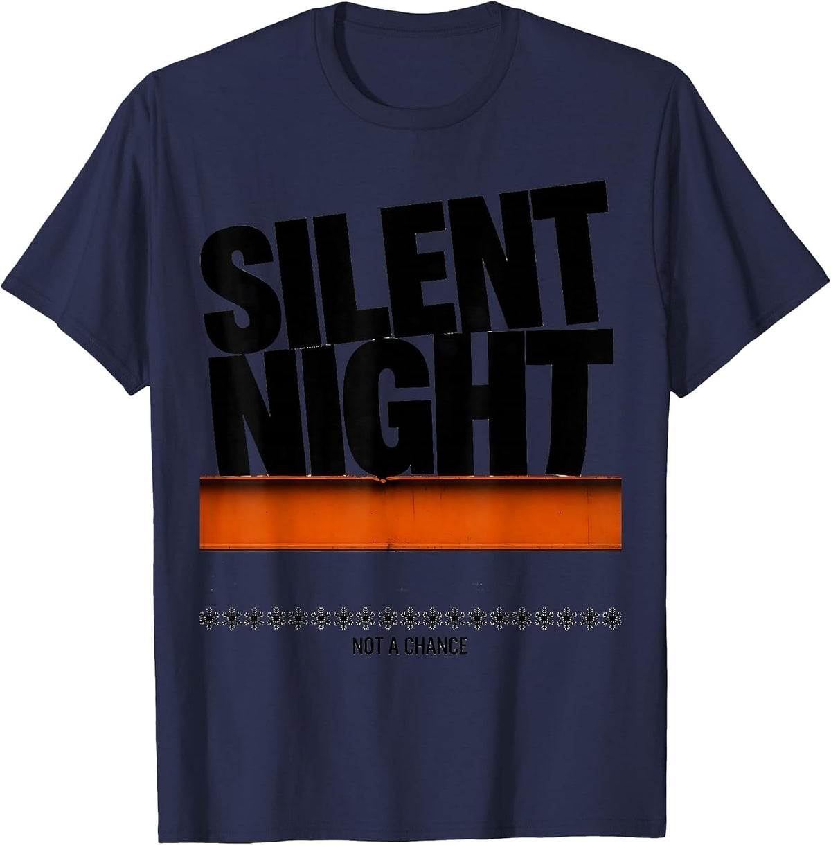 Silent Night Not A Chance Brutalist Heavy Metal Christmas T-Shirt - Navy Blue