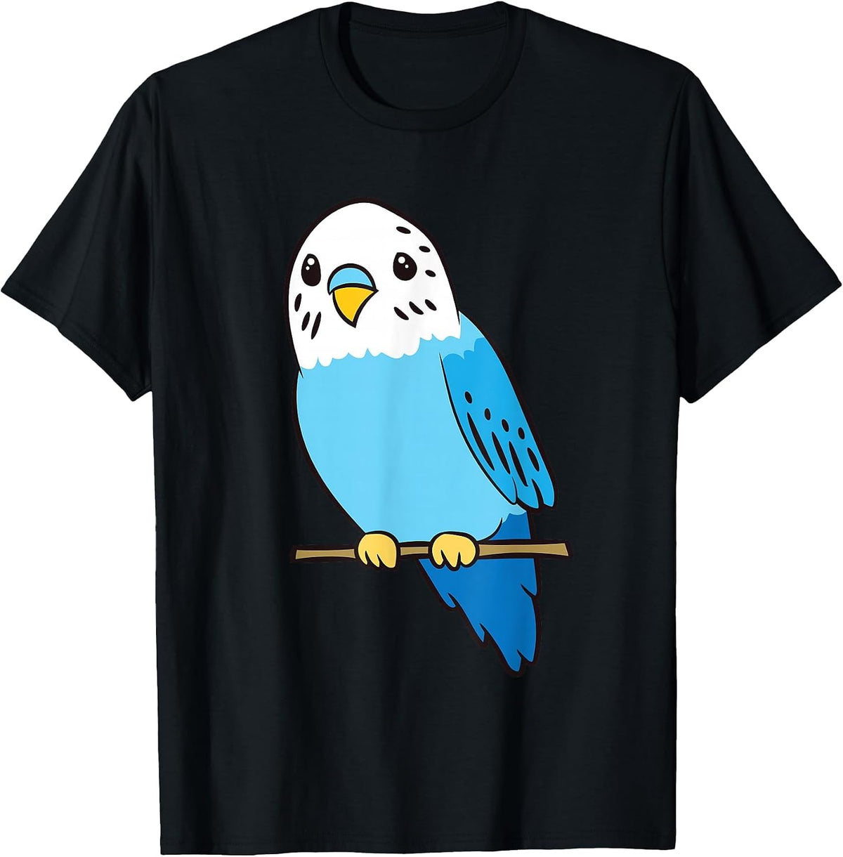 Budgie Bird Parakeet Cute Parakeet Blue T-Shirt - Black