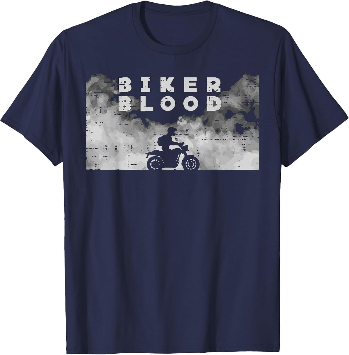 Biker Blood Motorcycle Motorbike Men Boys Kids Women Youth T-Shirt - Navy Blue