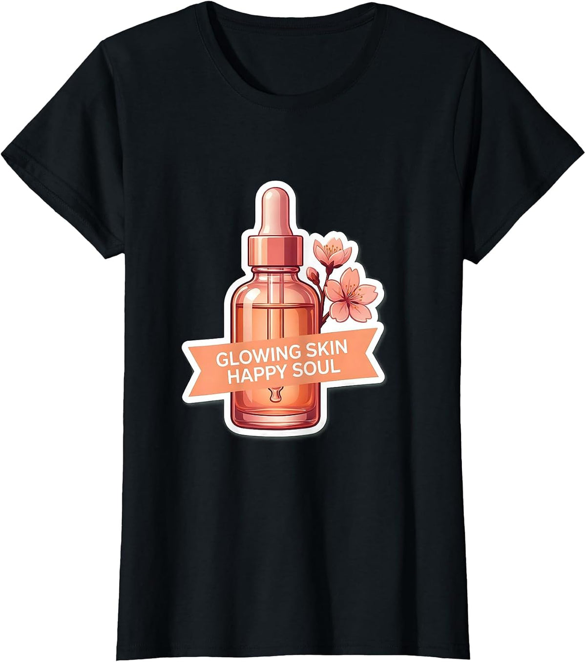 Glowing Skin Happy Soul K-Beauty Design T-Shirt - Black
