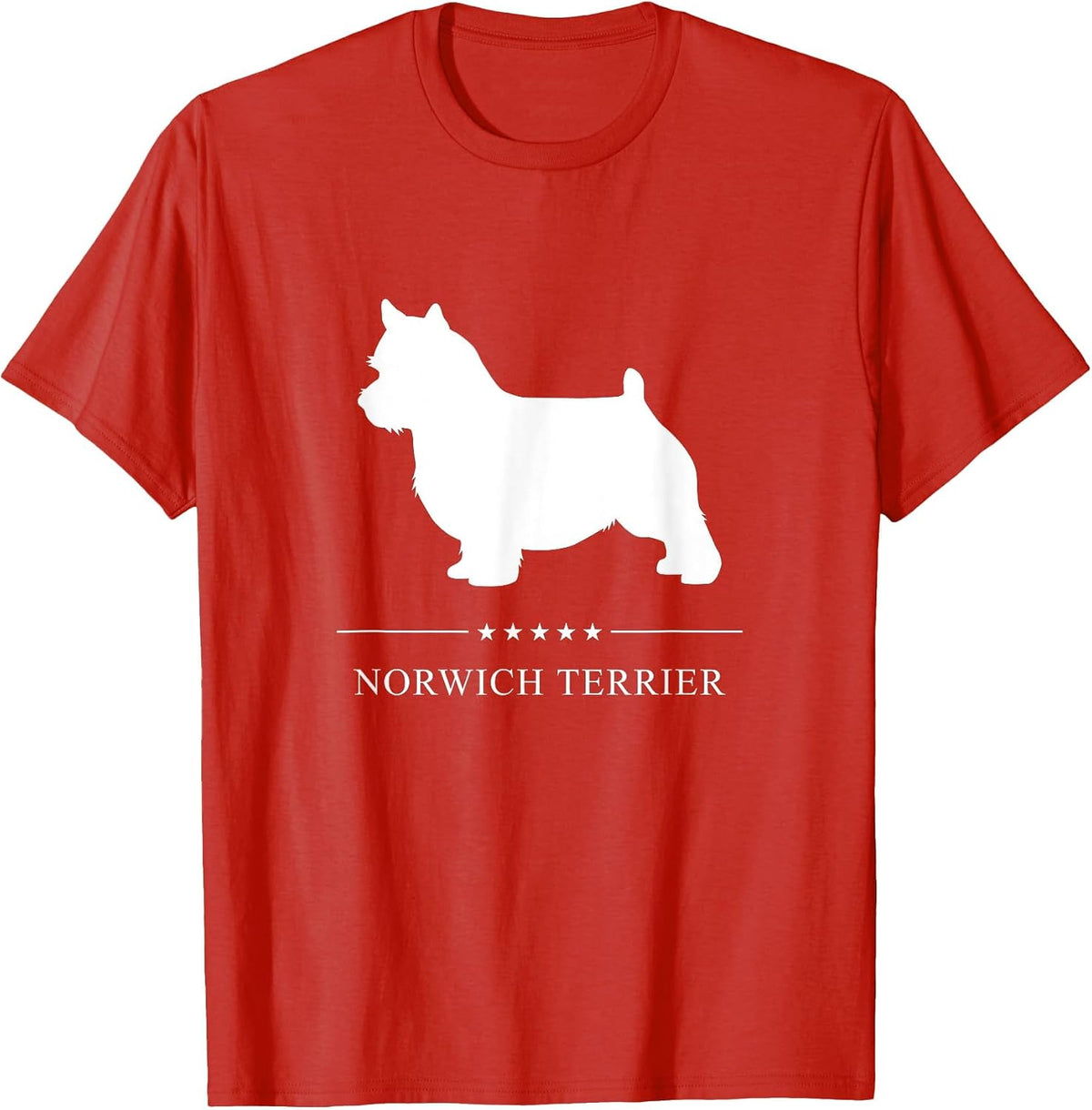 Norwich Terrier Dog White Silhouette T-Shirt - Red
