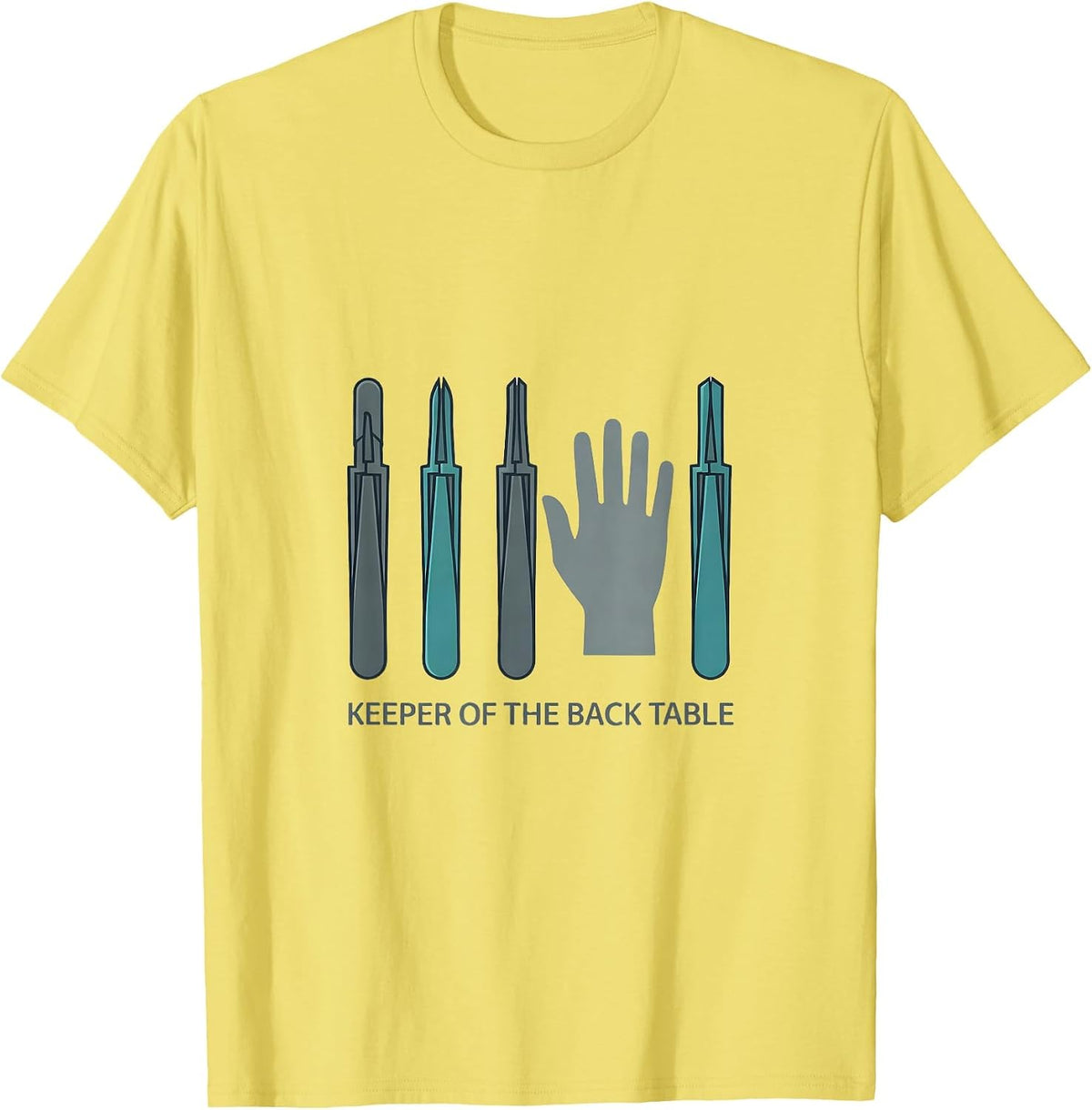 Men's Keeper of the Back Table Funny Surgical Tech Occupational T-Shirt - Lemon Yellow