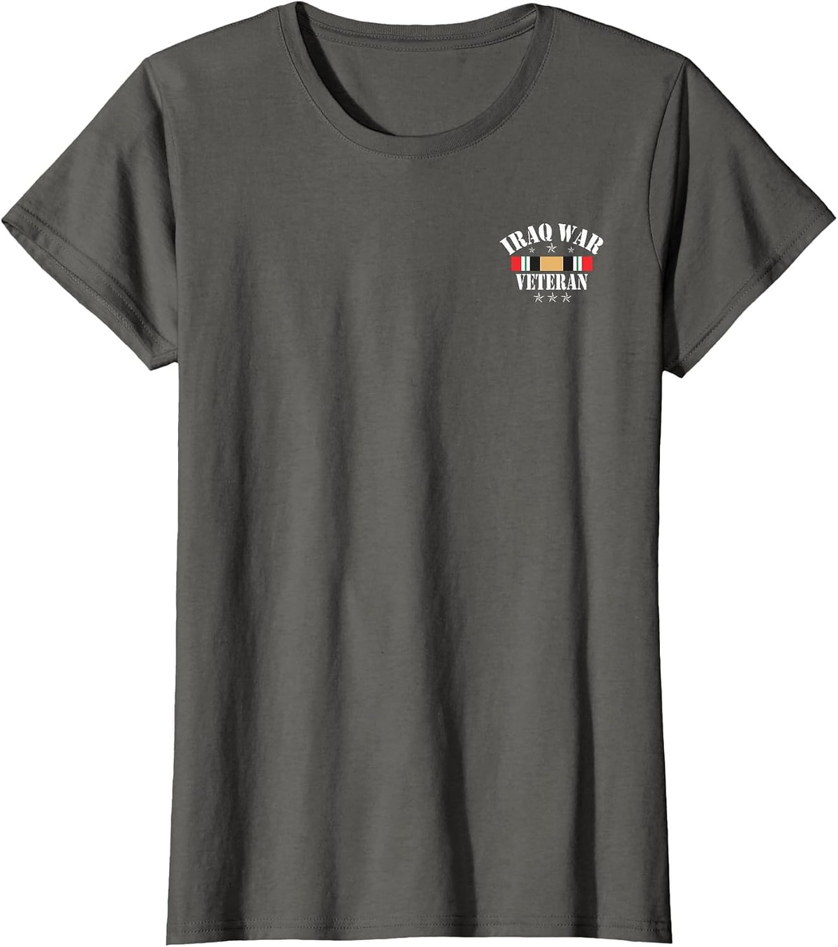 Iraq Veteran T-Shirt Iraq War Service Distressed Patriotic T-Shirt - Asphalt Grey