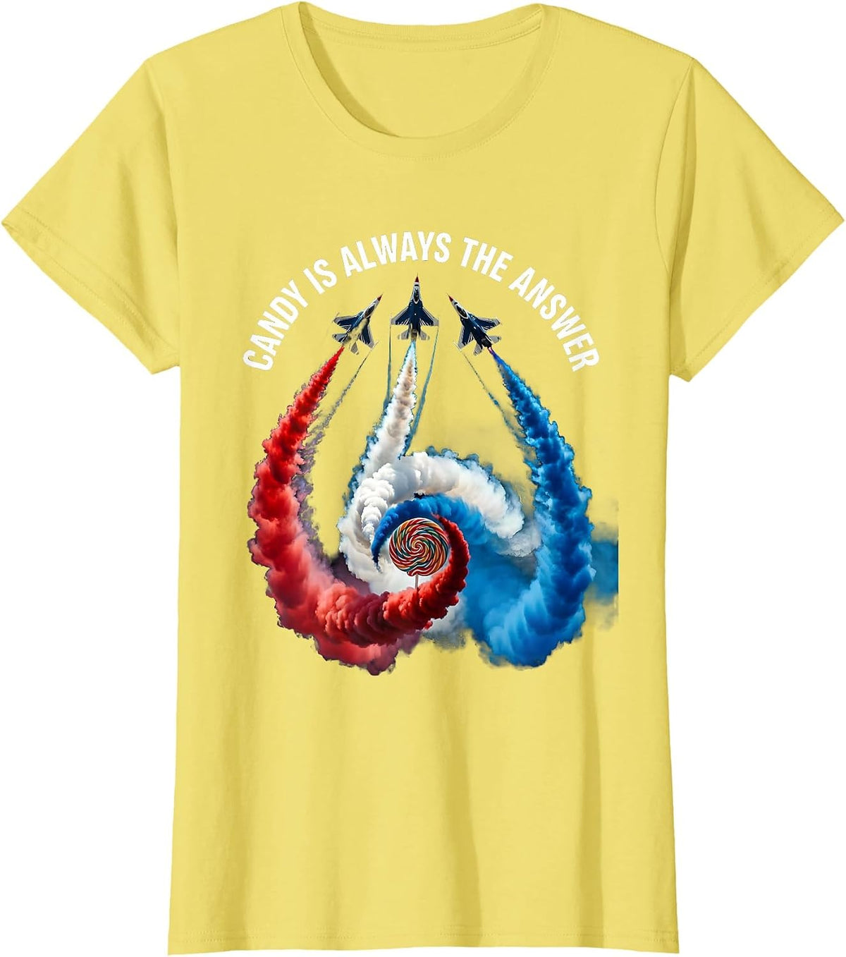 Candy Is Always The Answer Sweet Tooth Design T-Shirt - Lemon Yellow