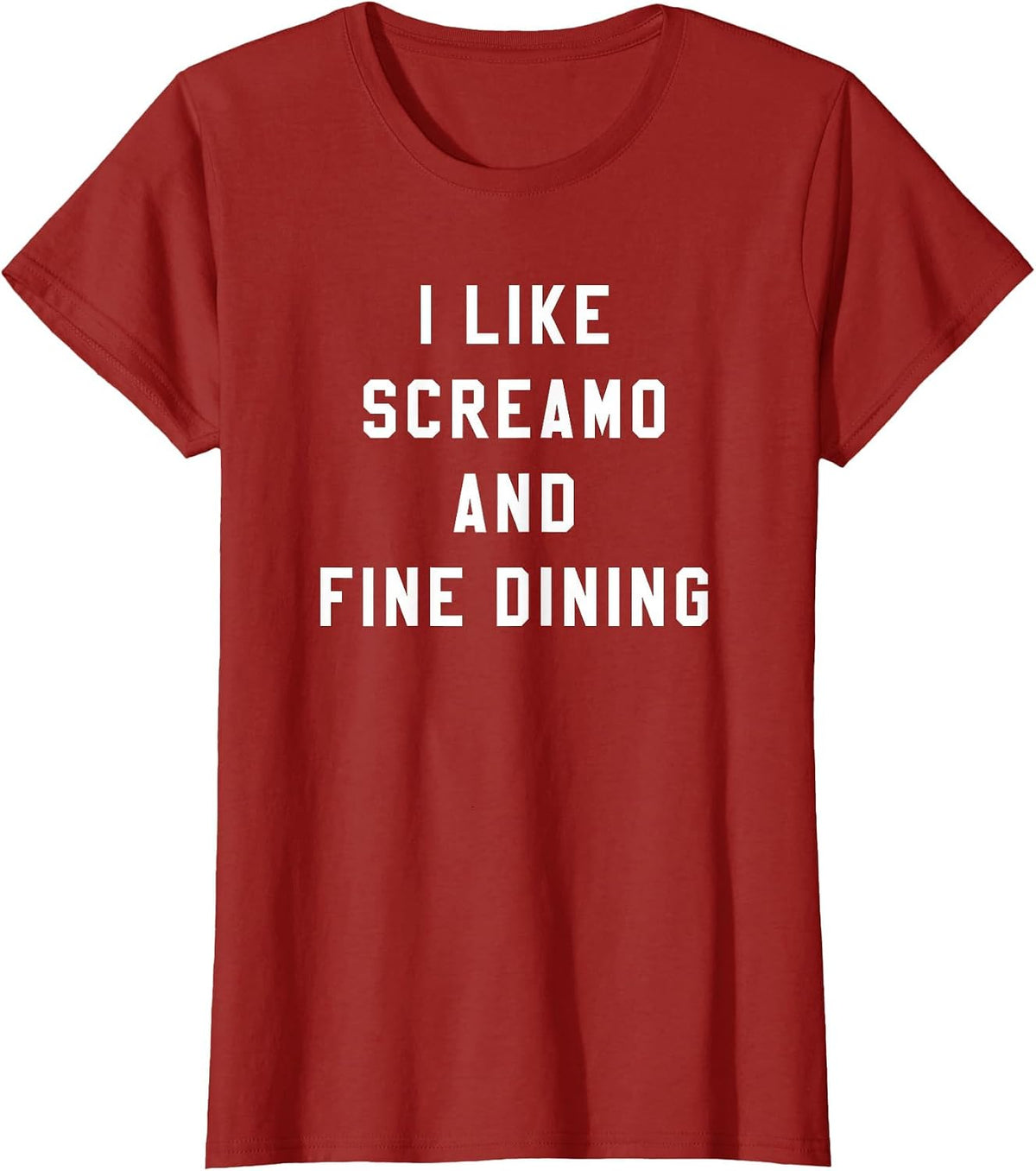 I Like Screamo and FINE Dining Funny Emo Goth Punk Music T-Shirt, Women, Cranberry Red, Medium - As Pictured
