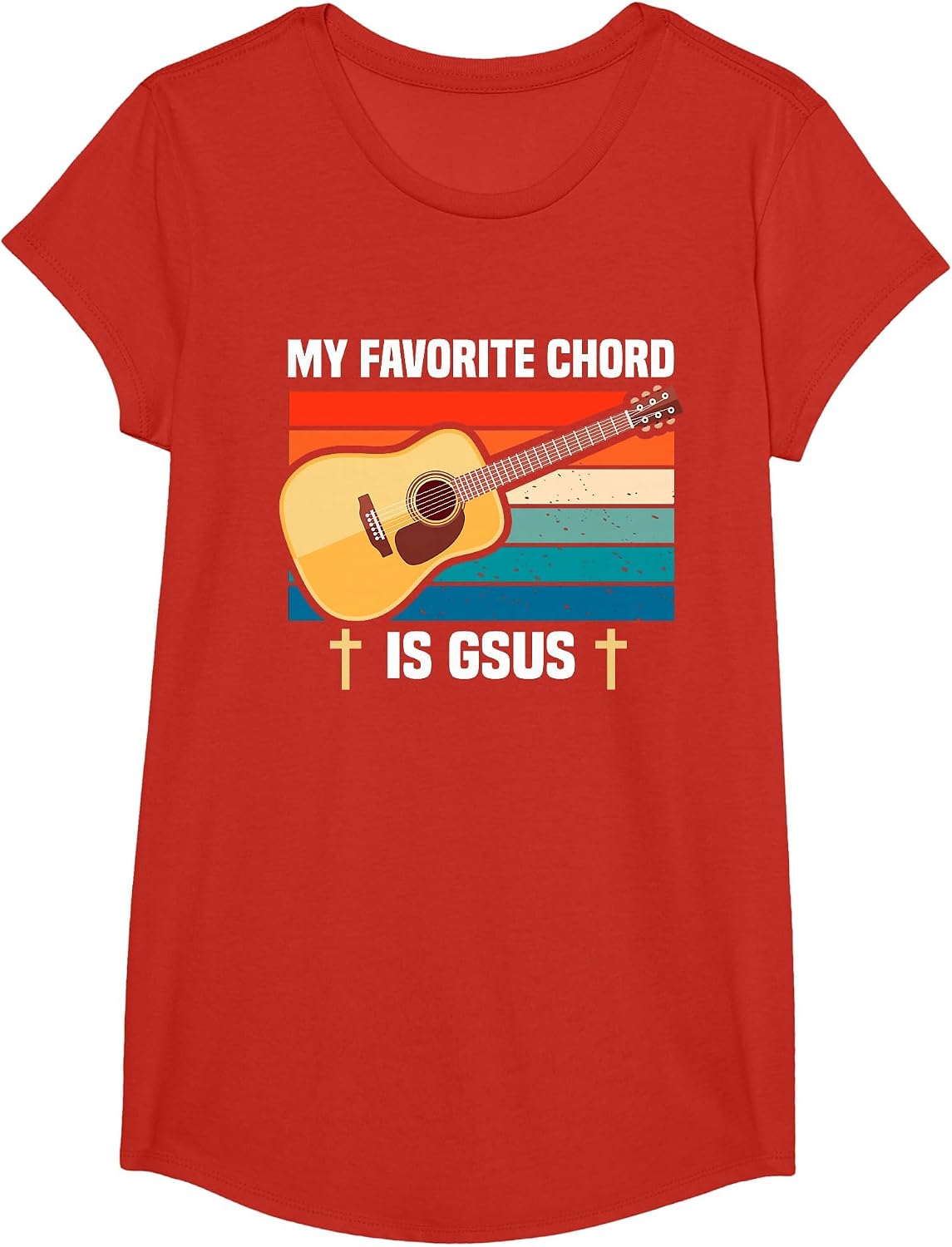 Guitar Player Playing in a Band Guitarist T-Shirt - Girls Red