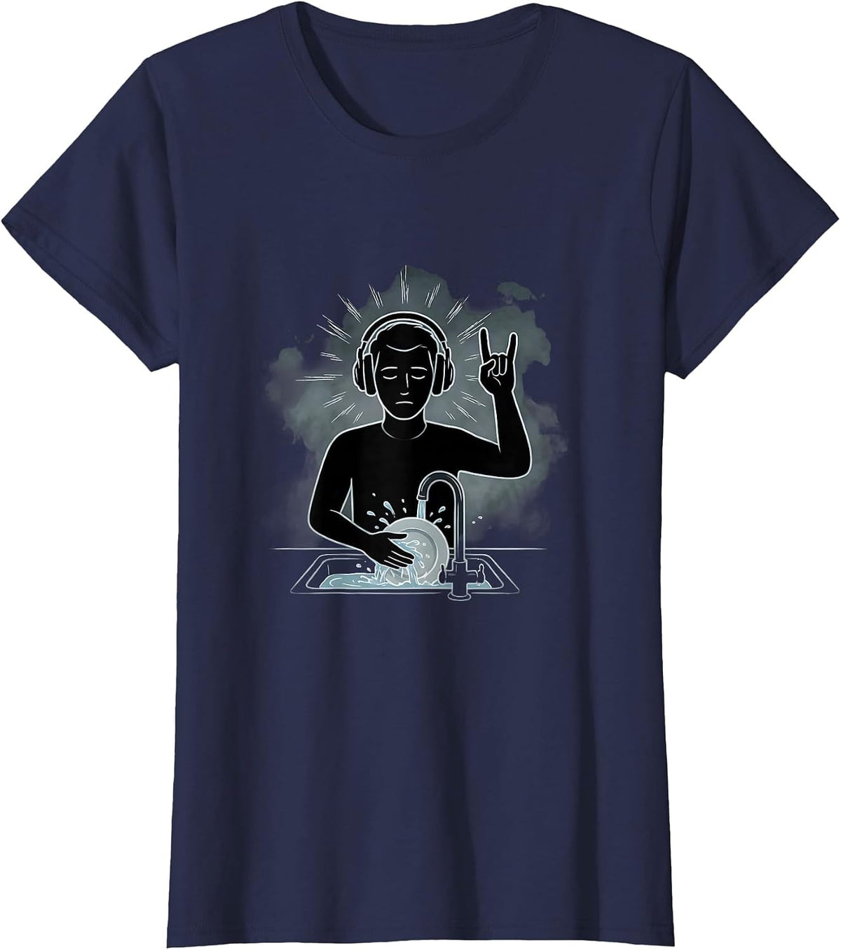 Women's Serene Metal Fan Deadpan Humor Heavy Metal Fan Gift T-Shirt - Navy Blue