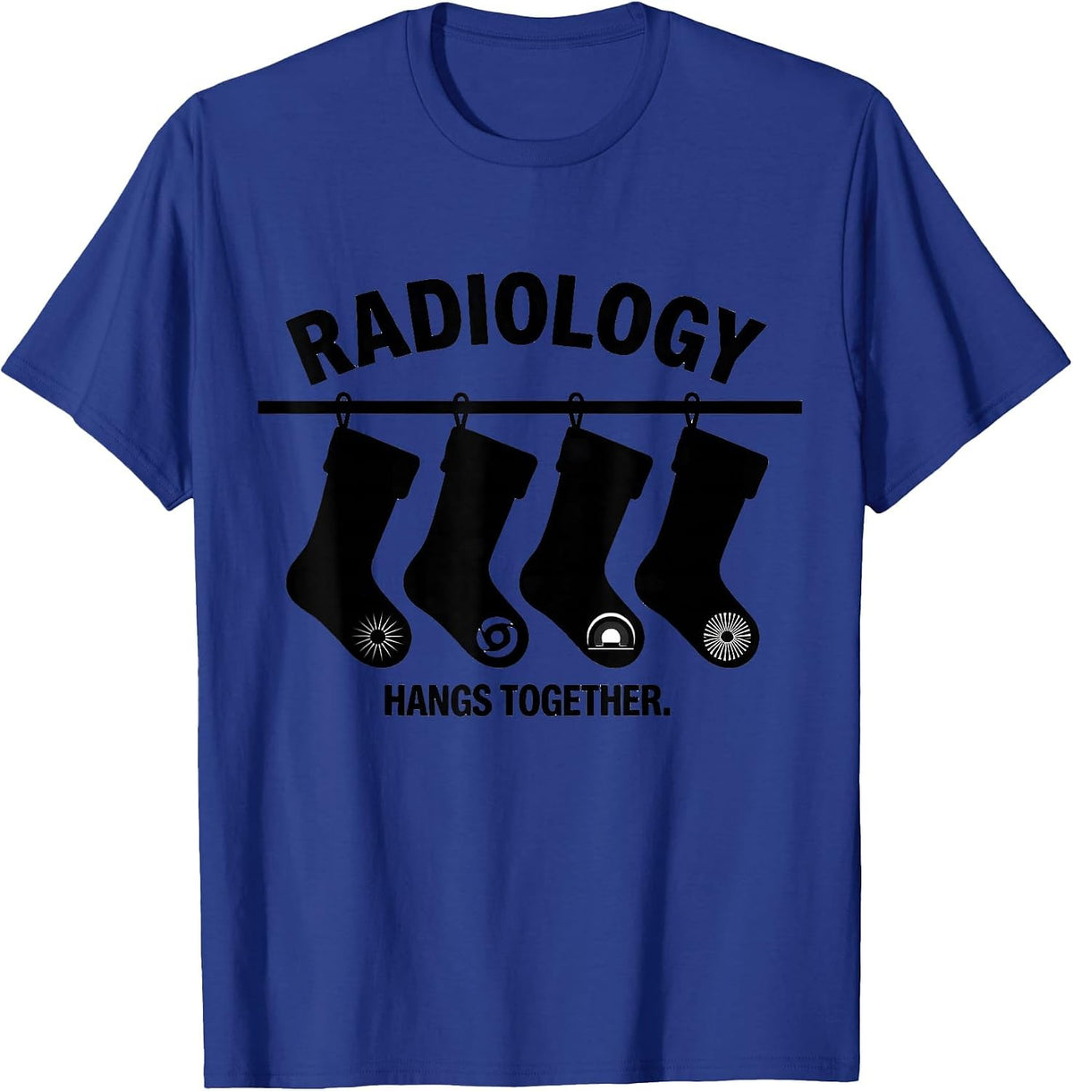 Radiology Hangs Together Silhouette Xray Tech Christmas T-Shirt - Royal Blue