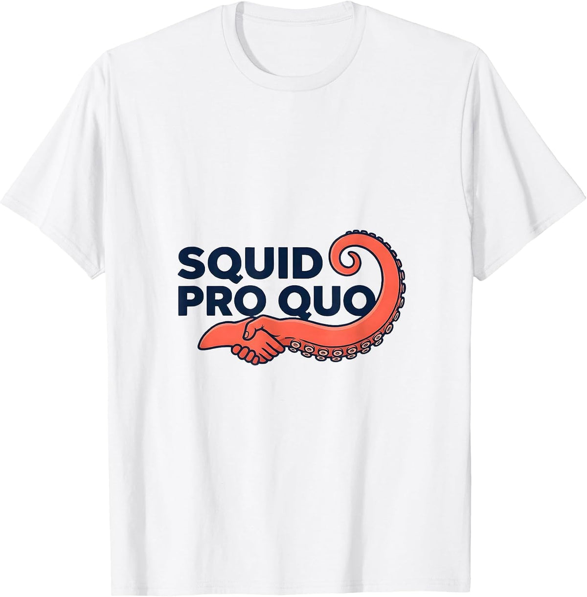 Men's Squid Pro Quo Editorial Conceptual Octopus Lover Marine T-Shirt - White