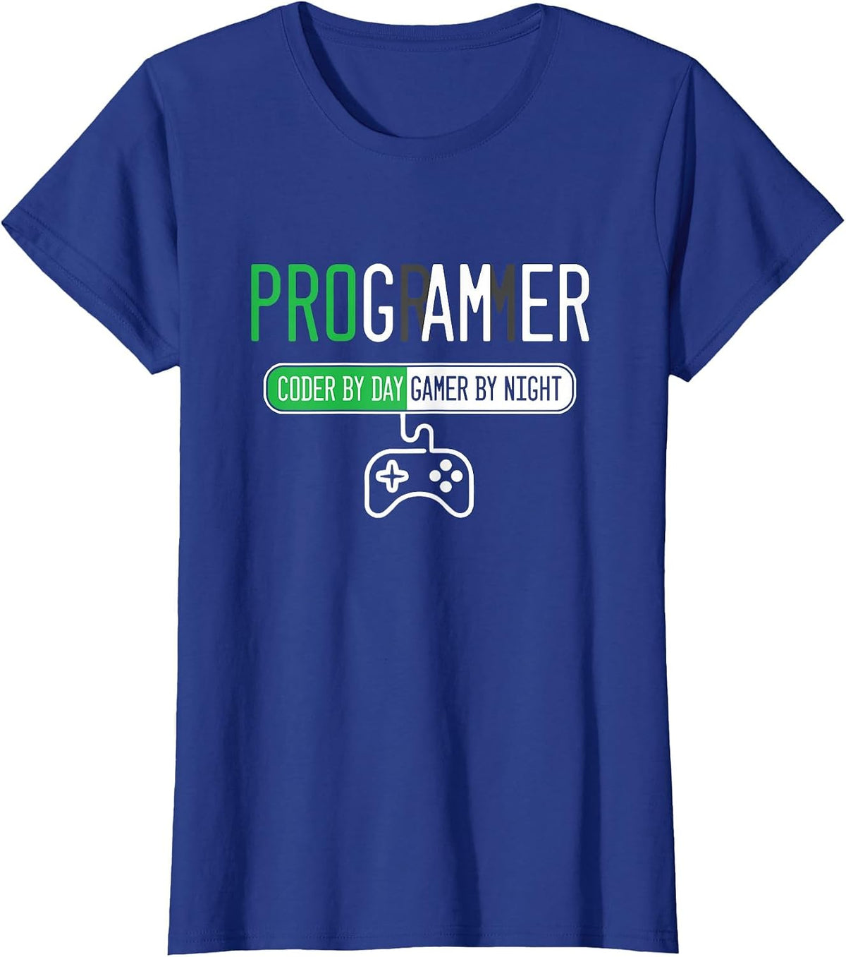 Programmer Coder Code Day Night Player Console Software T-Shirt - Royal Blue