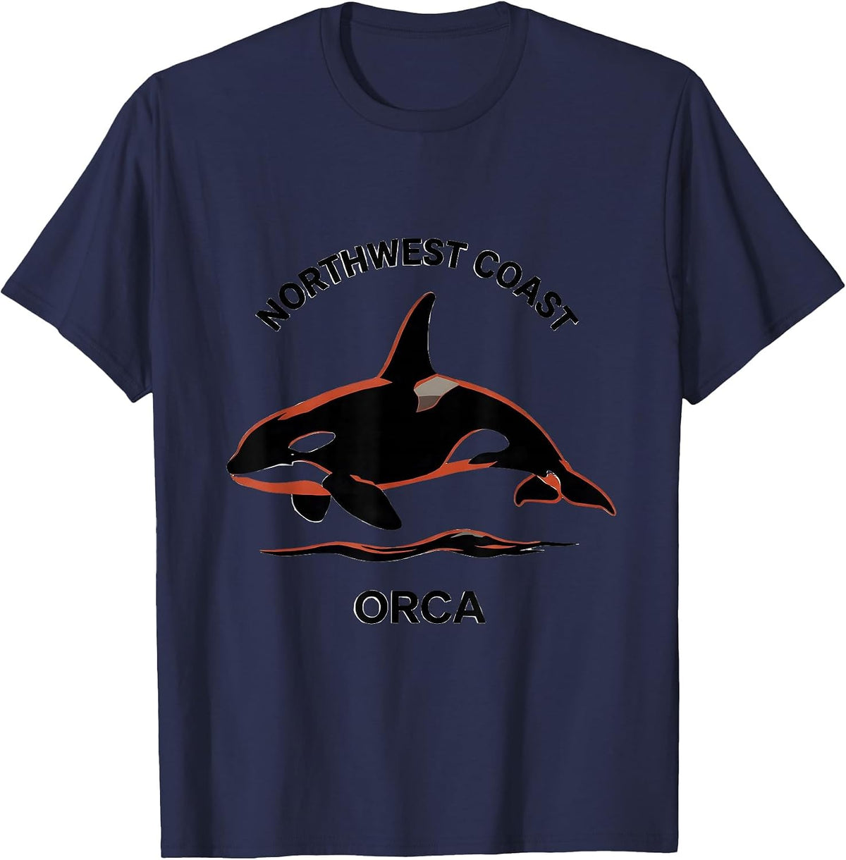 Northwest Coast Orca Minimalist Indigenous Awareness T-Shirt - Navy Blue
