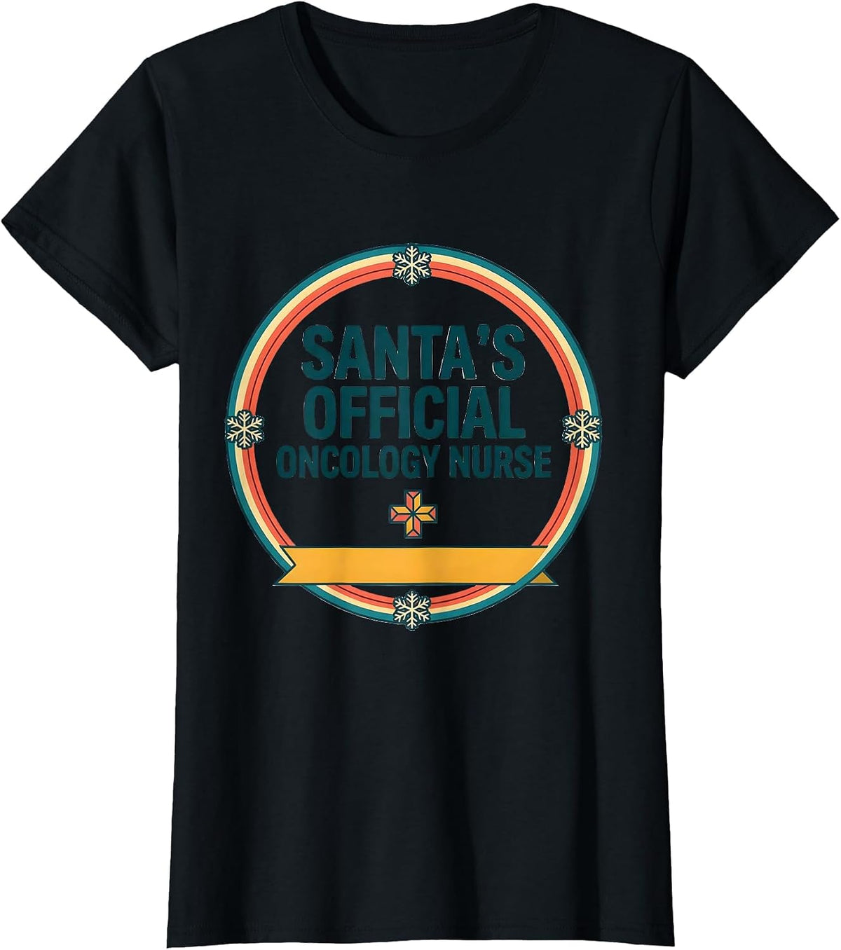 Santa's Official Oncology Nurse Funny Christmas Nurse Gift T-Shirt - Black