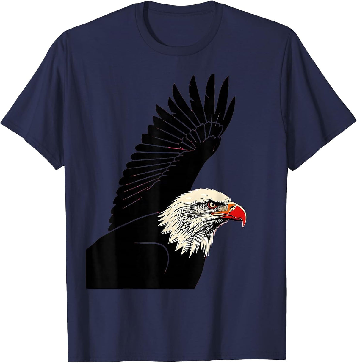 Bald Eagle Stencil Graphic Mascot Pride T-Shirt - Navy Blue