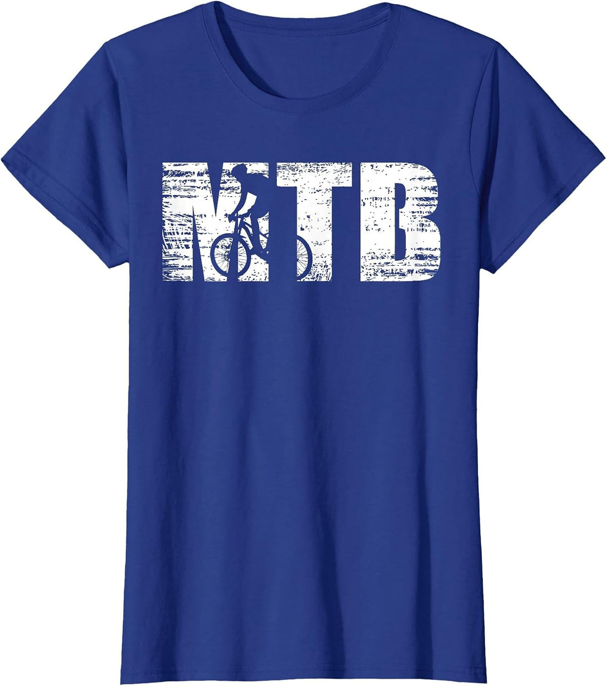 MTB - Distressed Look Mountain Biking for Mountain Bikers T-Shirt - Royal Blue