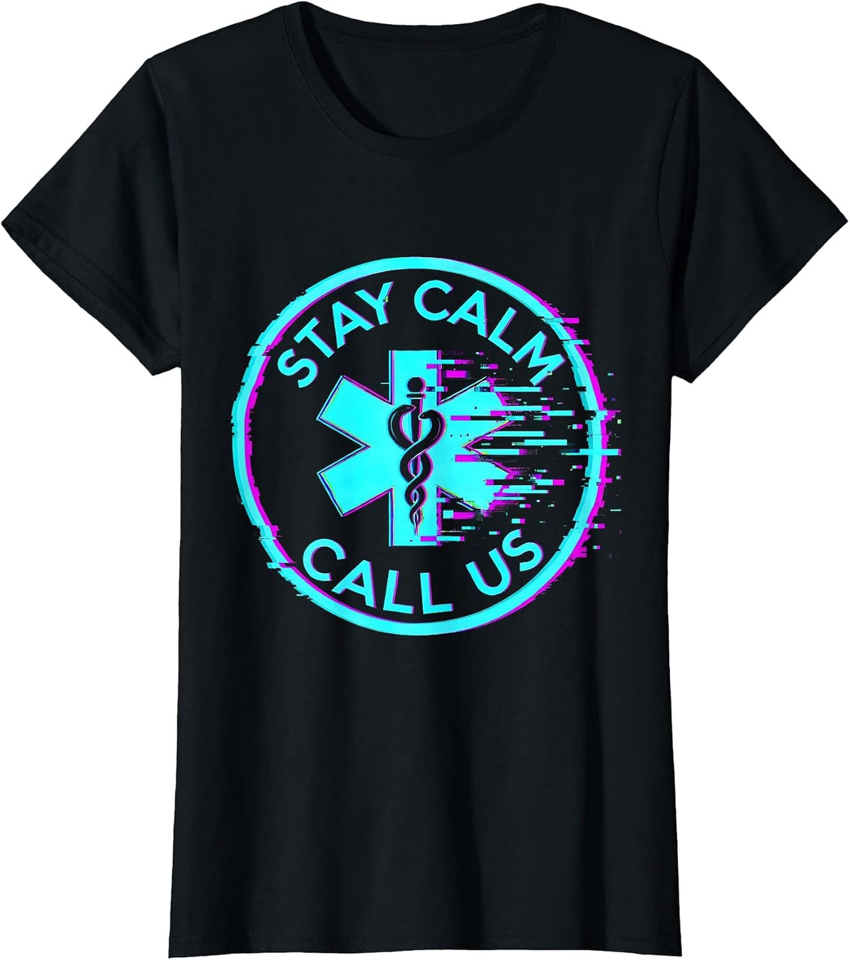 Stay Calm Call Us EMT Rescue Design T-Shirt - Black