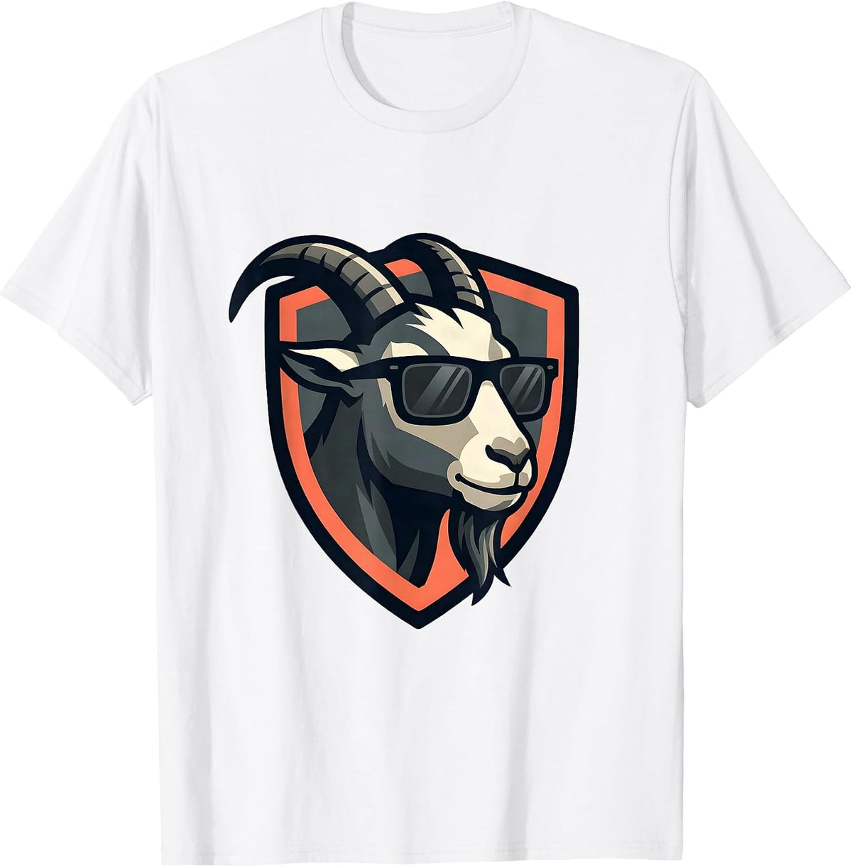 Men's Goat Sunglasses Shield Mascot Logo Novelty T-Shirt - White