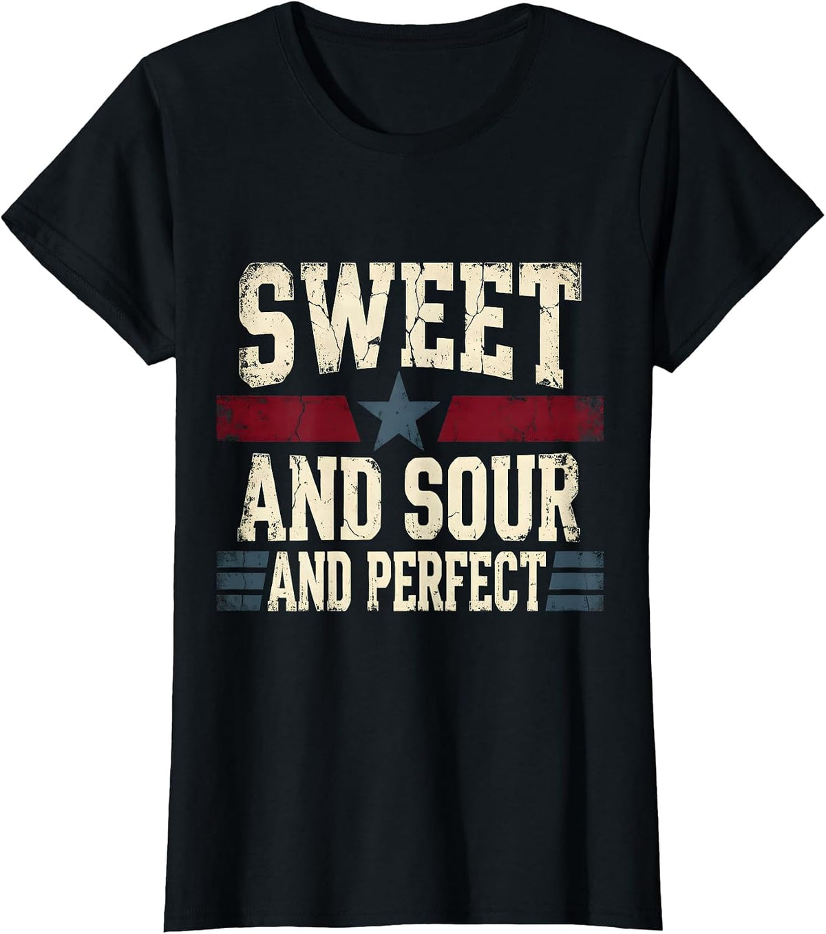 Women's Sweet and Sour and Perfect Pickle Design T-Shirt - Black