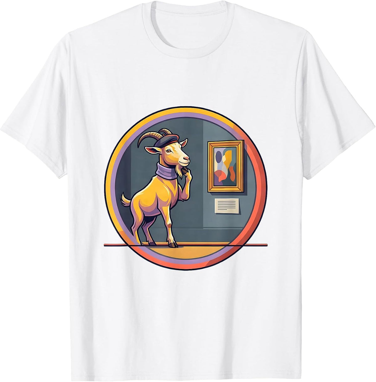 Men's Goat Art Critic Judging Painting at Museum T-Shirt - White