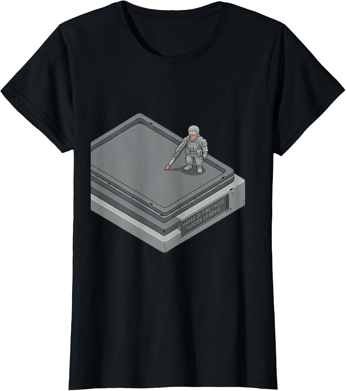 Women's Maker Of Fine Faces Painter Of Minis Custom Flat Vector T-Shirt - Black