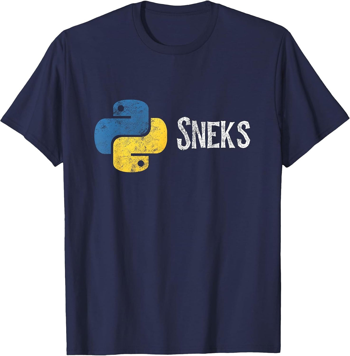 Python Programming Funny Programmer Python Logo Sneks T-Shirt - Navy Blue