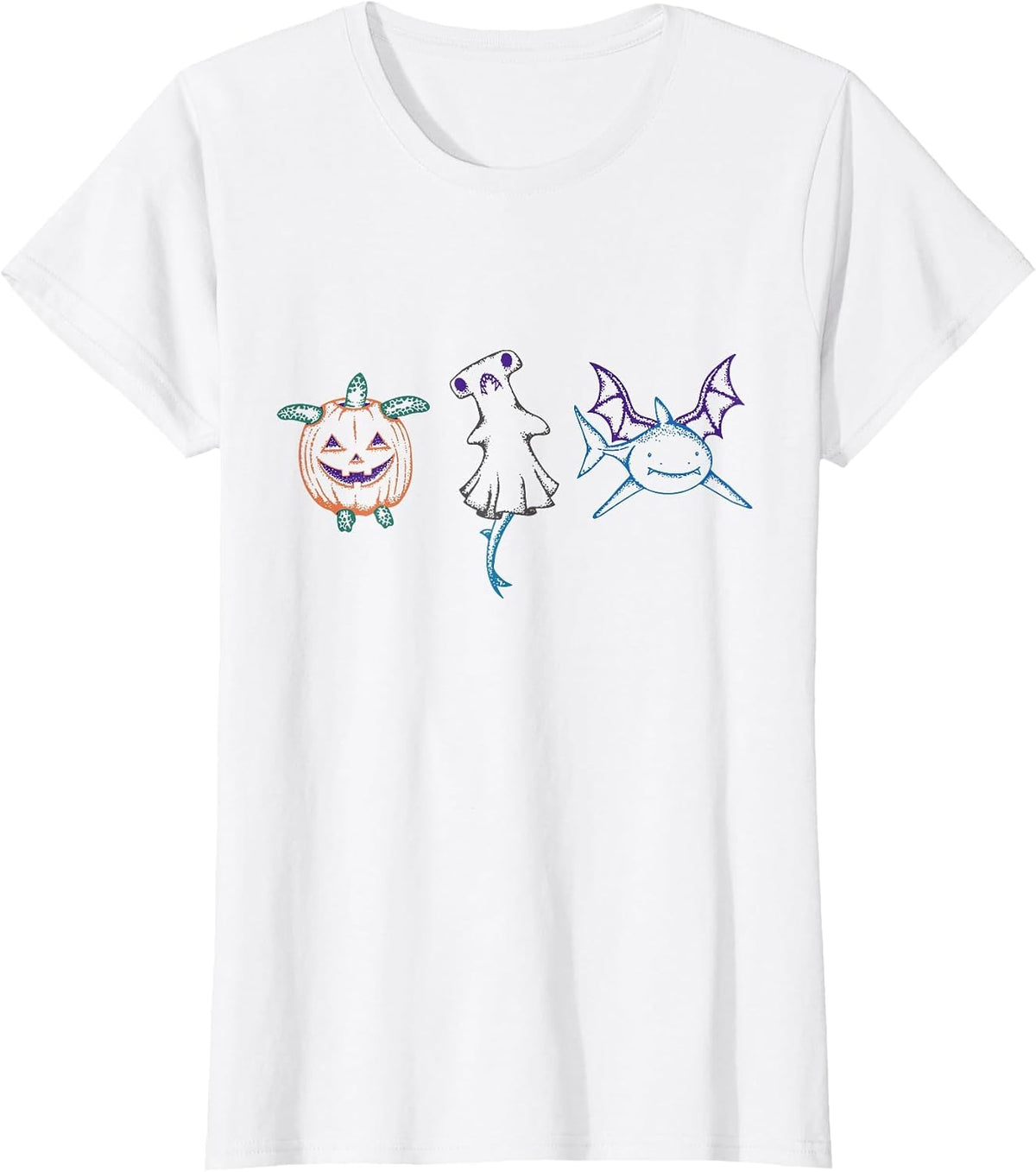 Sea Creature Halloween Spooky Turtle Hammerhead Whale Shark T-Shirt - White