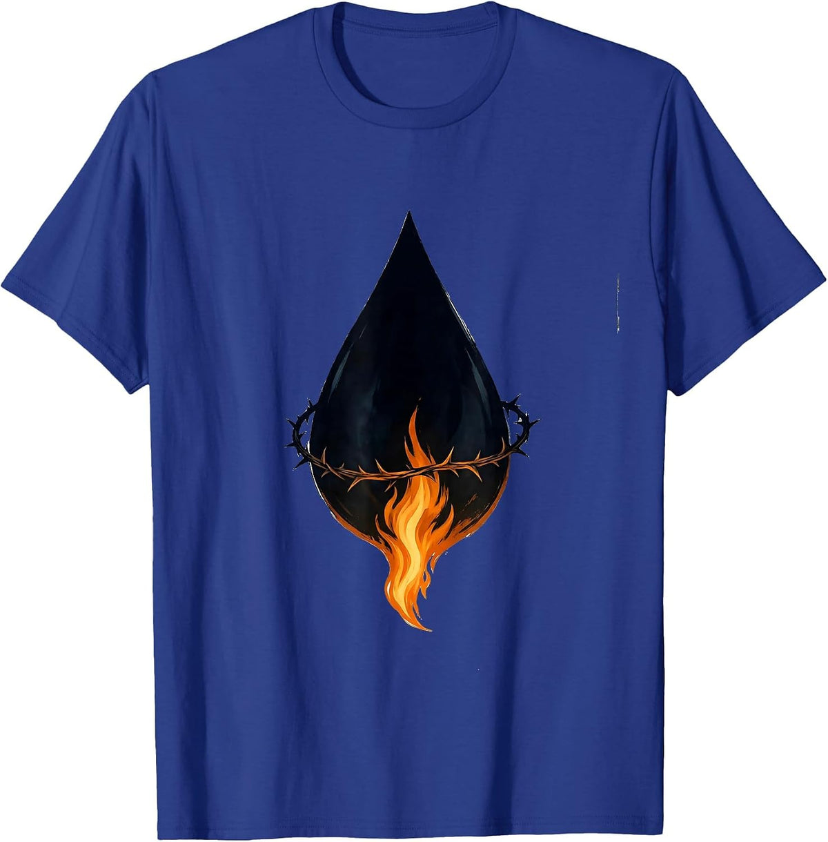 Falling Teardrop Flame Grunge Alt Streetwear Goth T-Shirt - Royal Blue