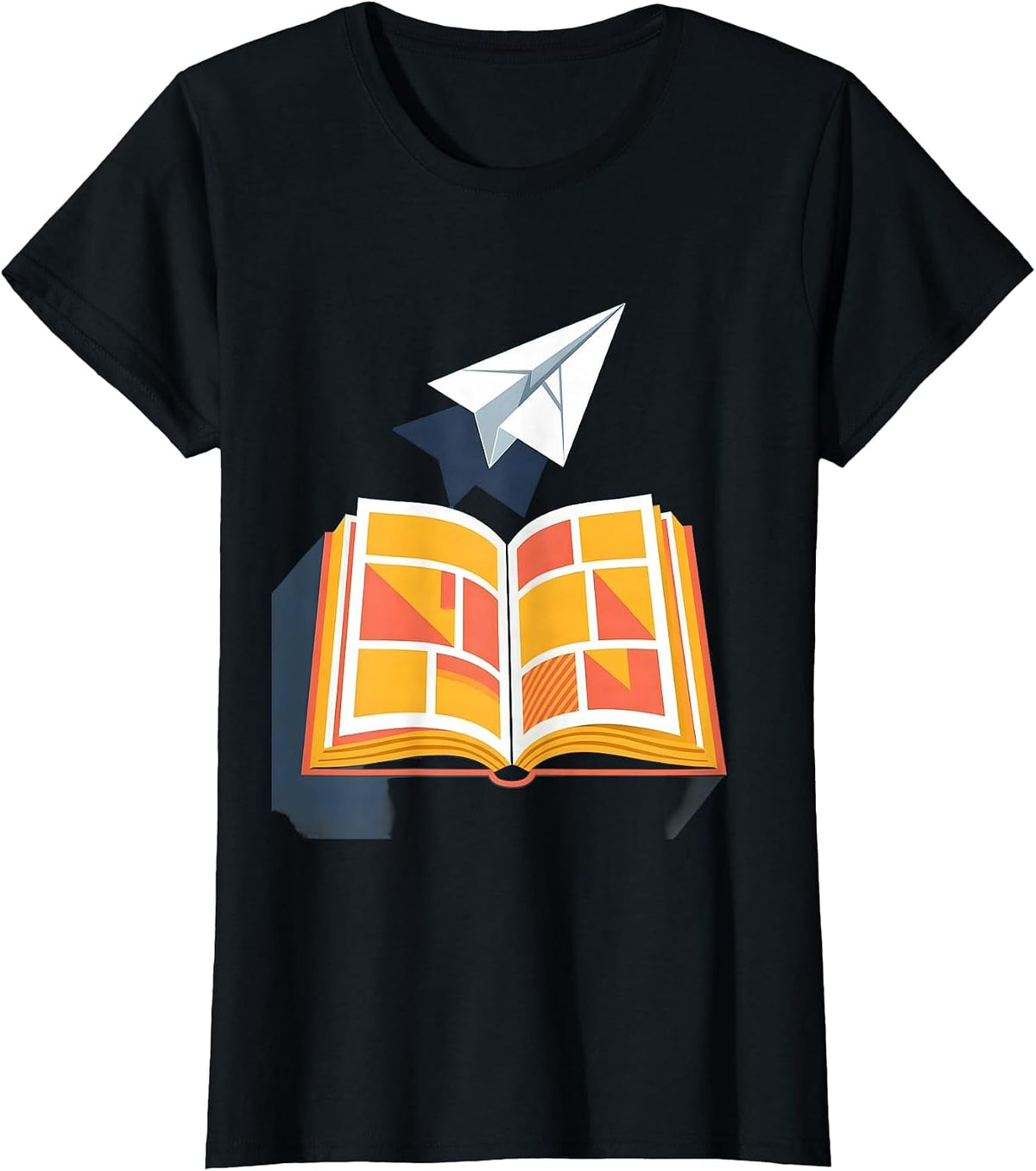 Women's Third Grade Teacher Paper Airplane Bookworm Gift T-Shirt - Black