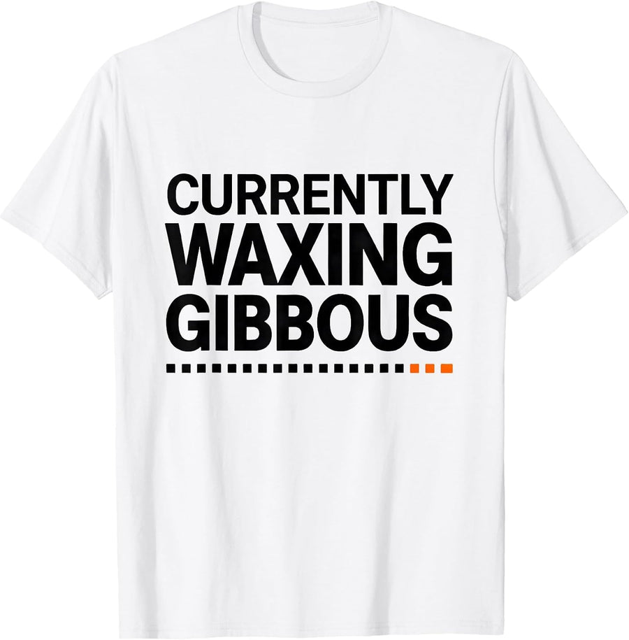 Men's Currently Waxing Gibbous Retro Astronomy Celestial Moon T-Shirt - White