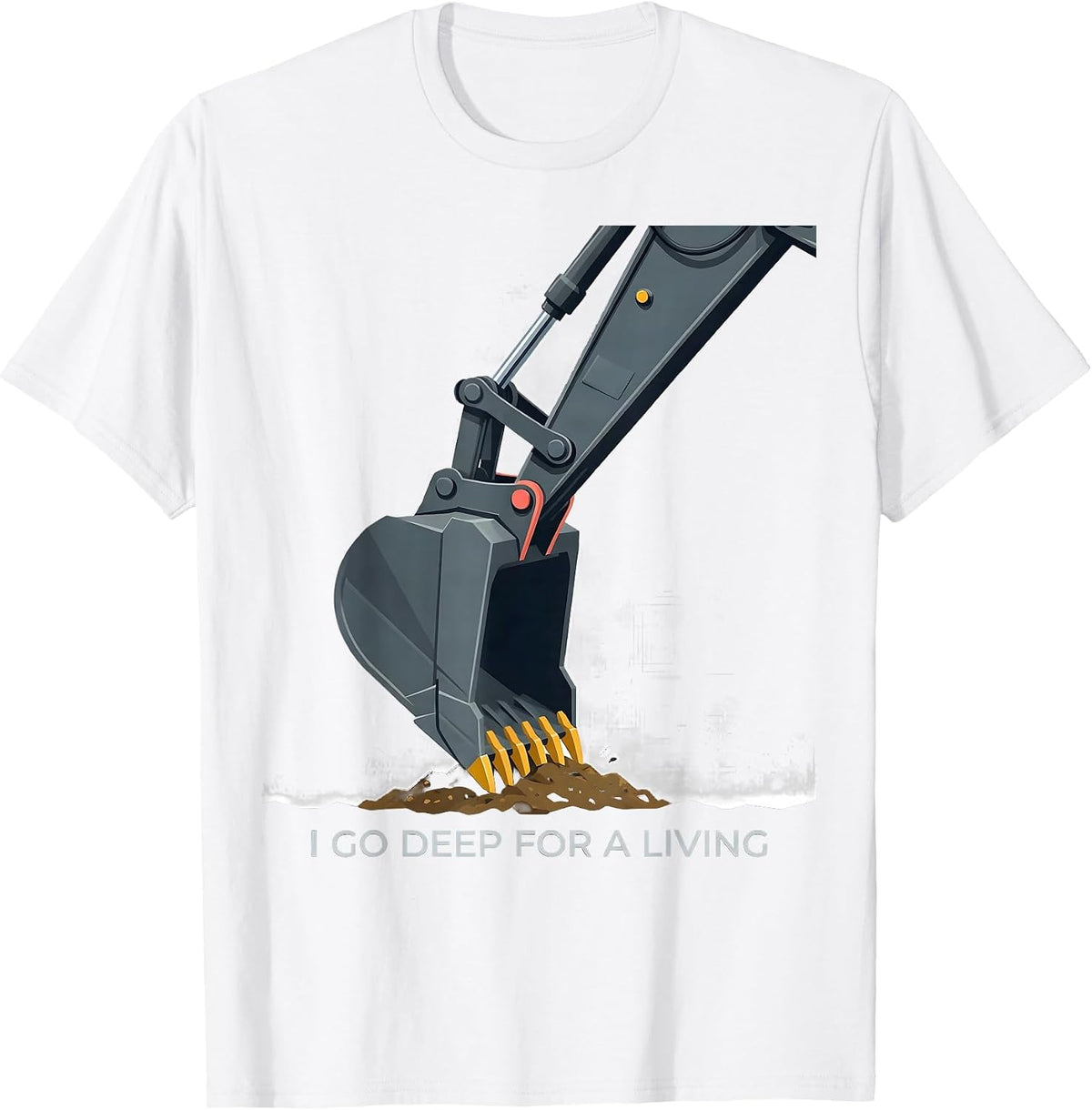 Men's I Go Deep For A Living Funny Excavator Operator Heavy T-Shirt - White