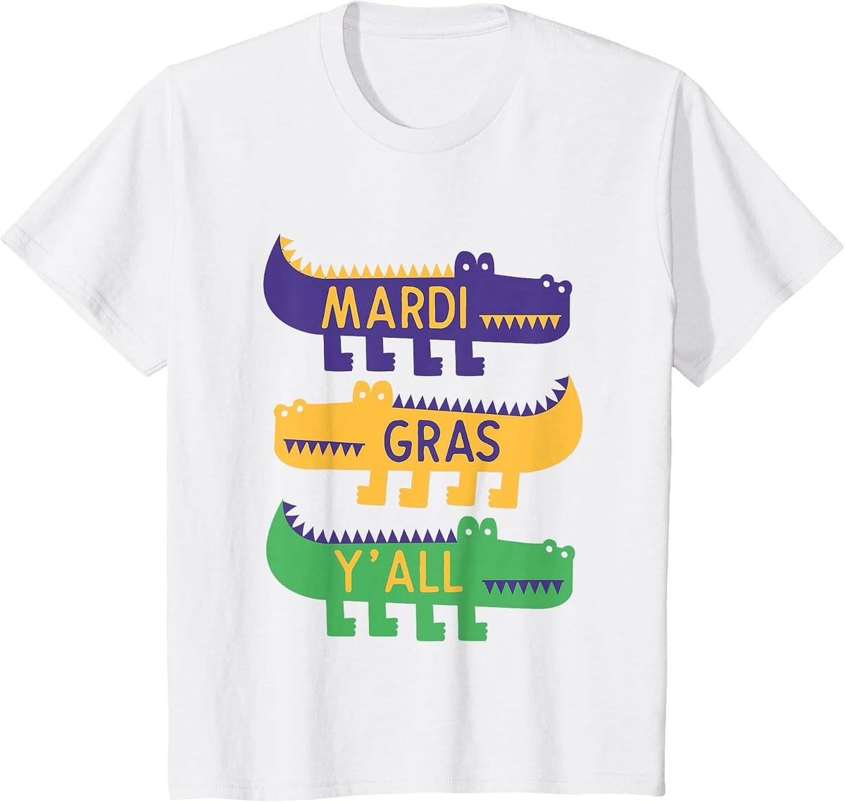 New Orleans Mardi Gras Yall Festival Costume Kids Alligators T-Shirt - White