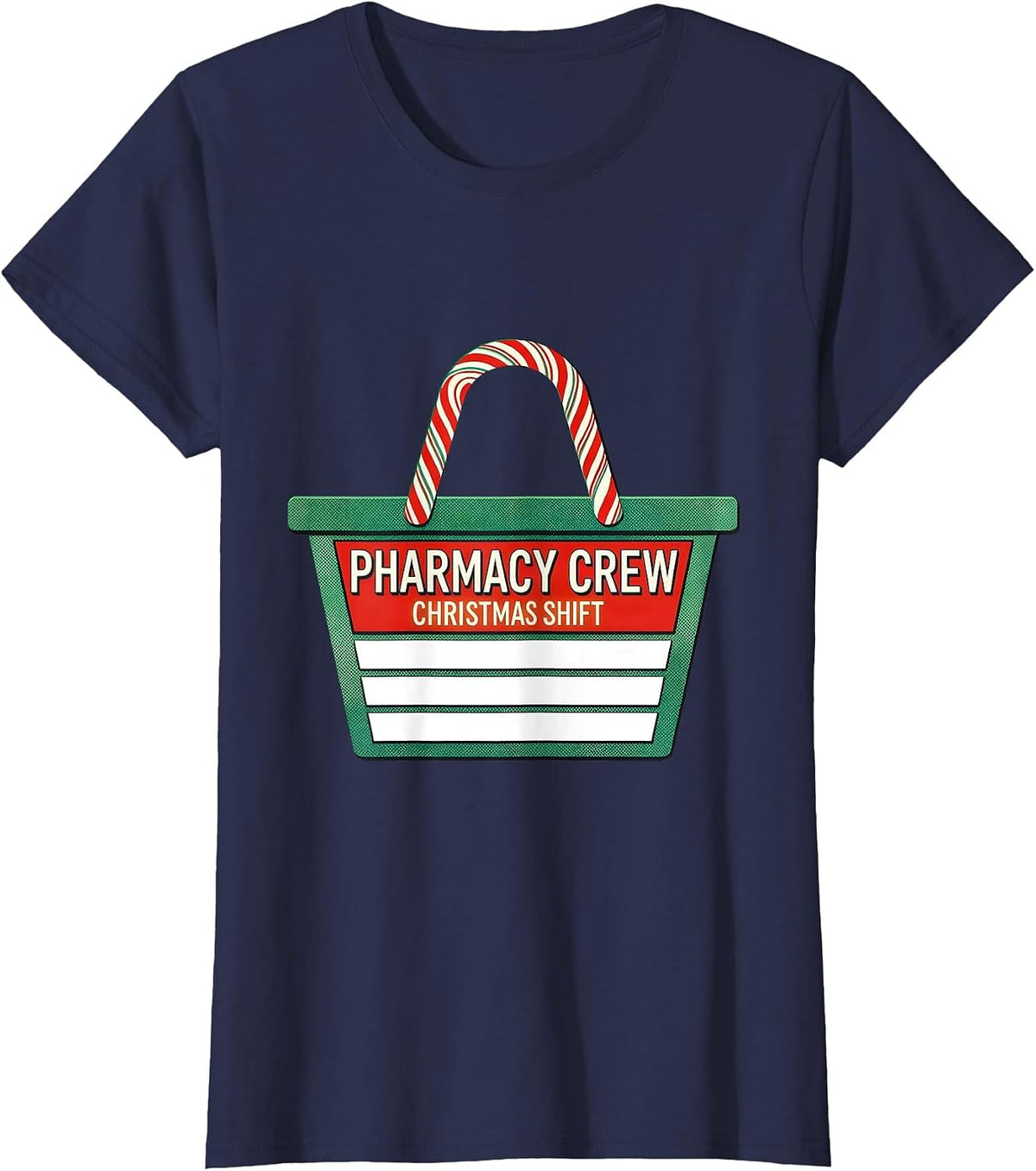 Women's Pharmacy Crew Christmas Shift Funny Pharmacist Tech Holiday T-Shirt - Navy Blue