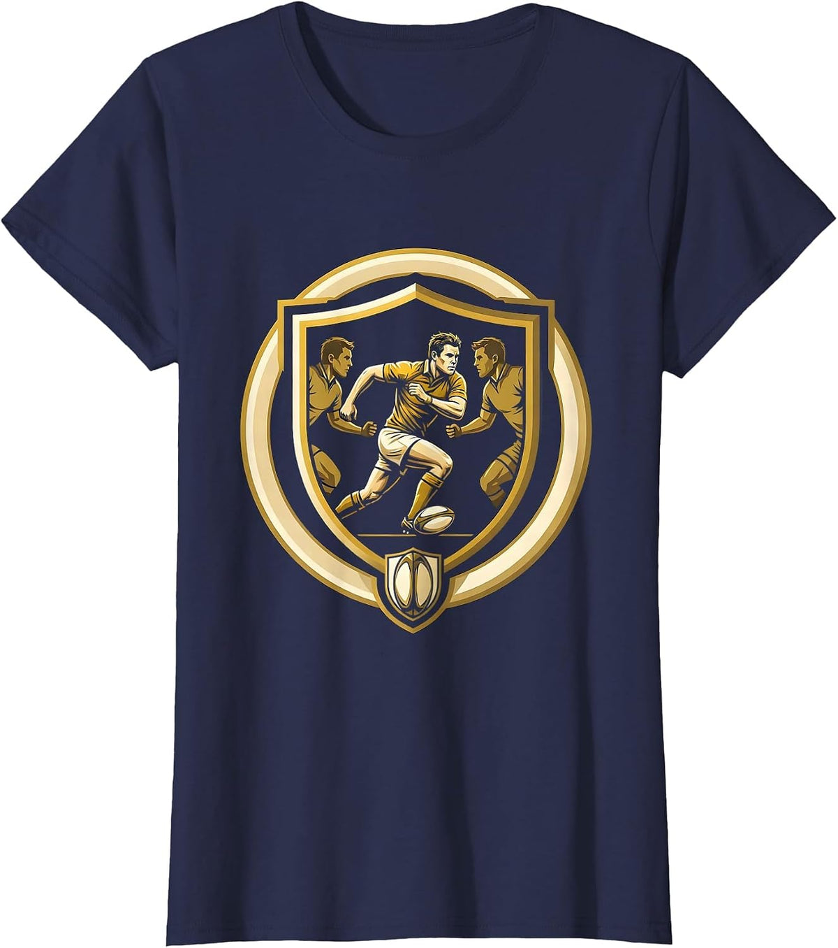 Women's Rugby Breakaway Tackle Graphic Design T-Shirt - Navy Blue