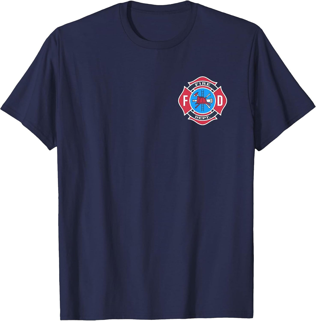 Fun Fireman Fire Department Logo Firefighter Costume T-Shirt - Navy Blue