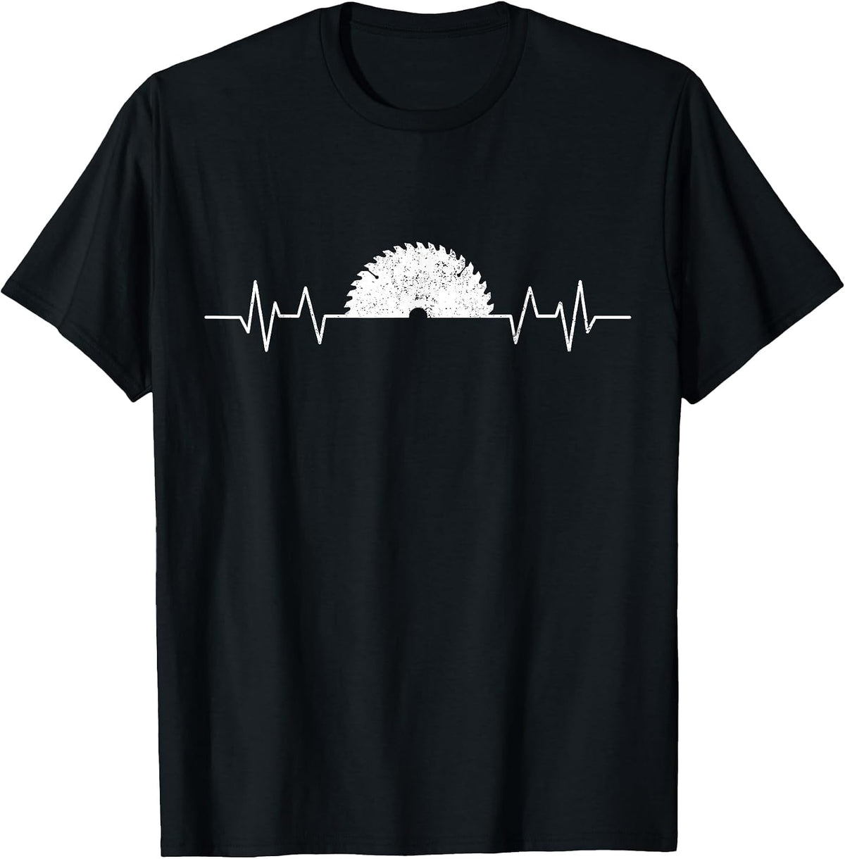 Saw Heartbeat Carpenters Woodworker Joinery Funny T-Shirt - Black