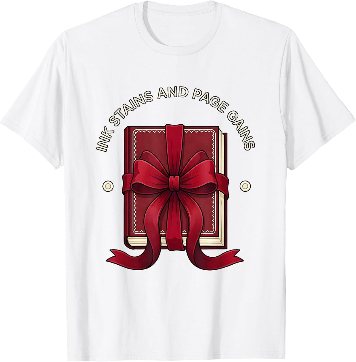 Men's Ink Stains And Page Gains English Teacher Design T-Shirt - White