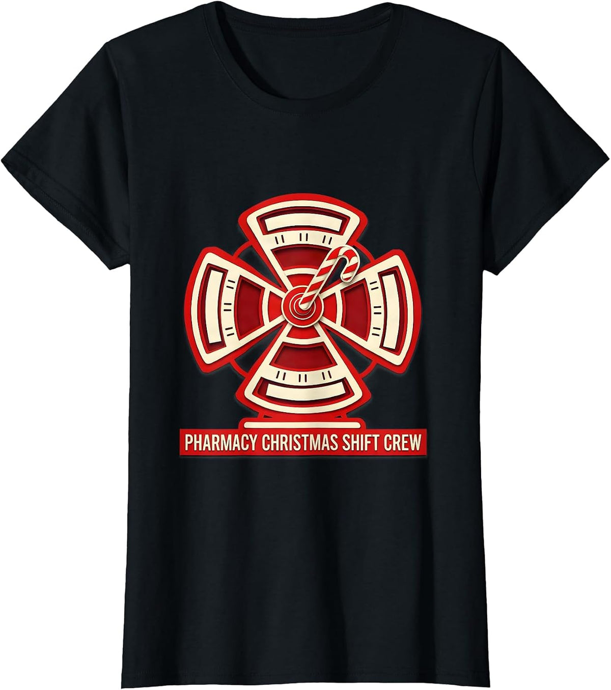 Pharmacy Christmas Shift Crew Funny Pharmacist Tech Holiday T-Shirt - Black