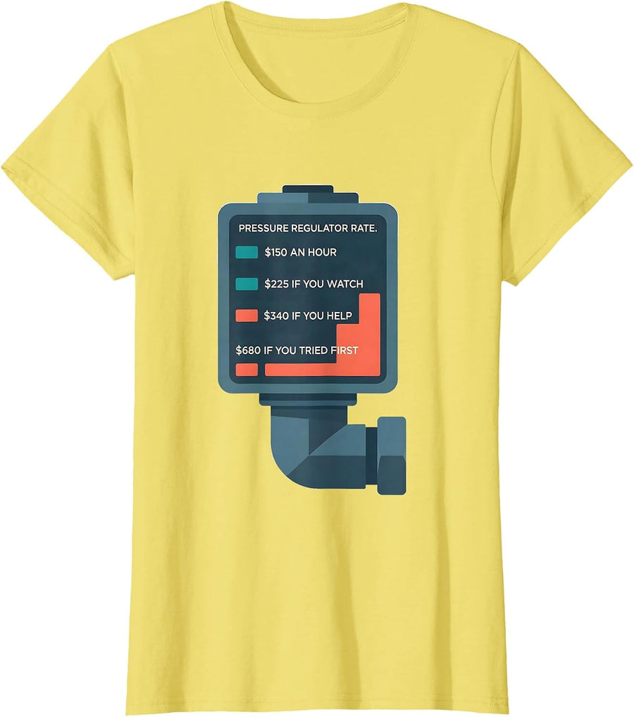 Pressure Regulator Rate Funny Plumber Hourly Rate Humor T-Shirt - Lemon Yellow