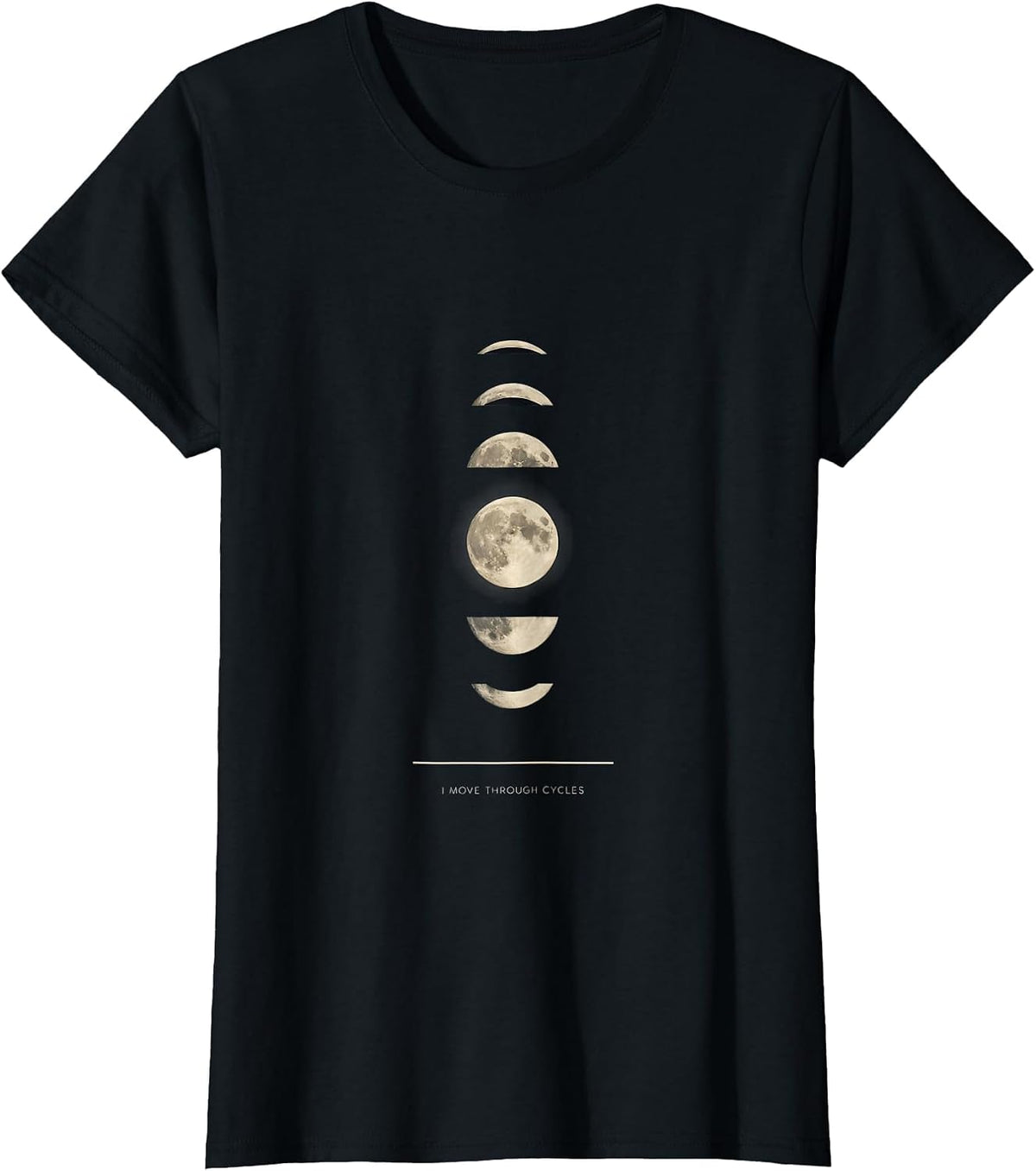 I Move Through Cycles Minimalist Moon Phase Astrology T-Shirt - Black