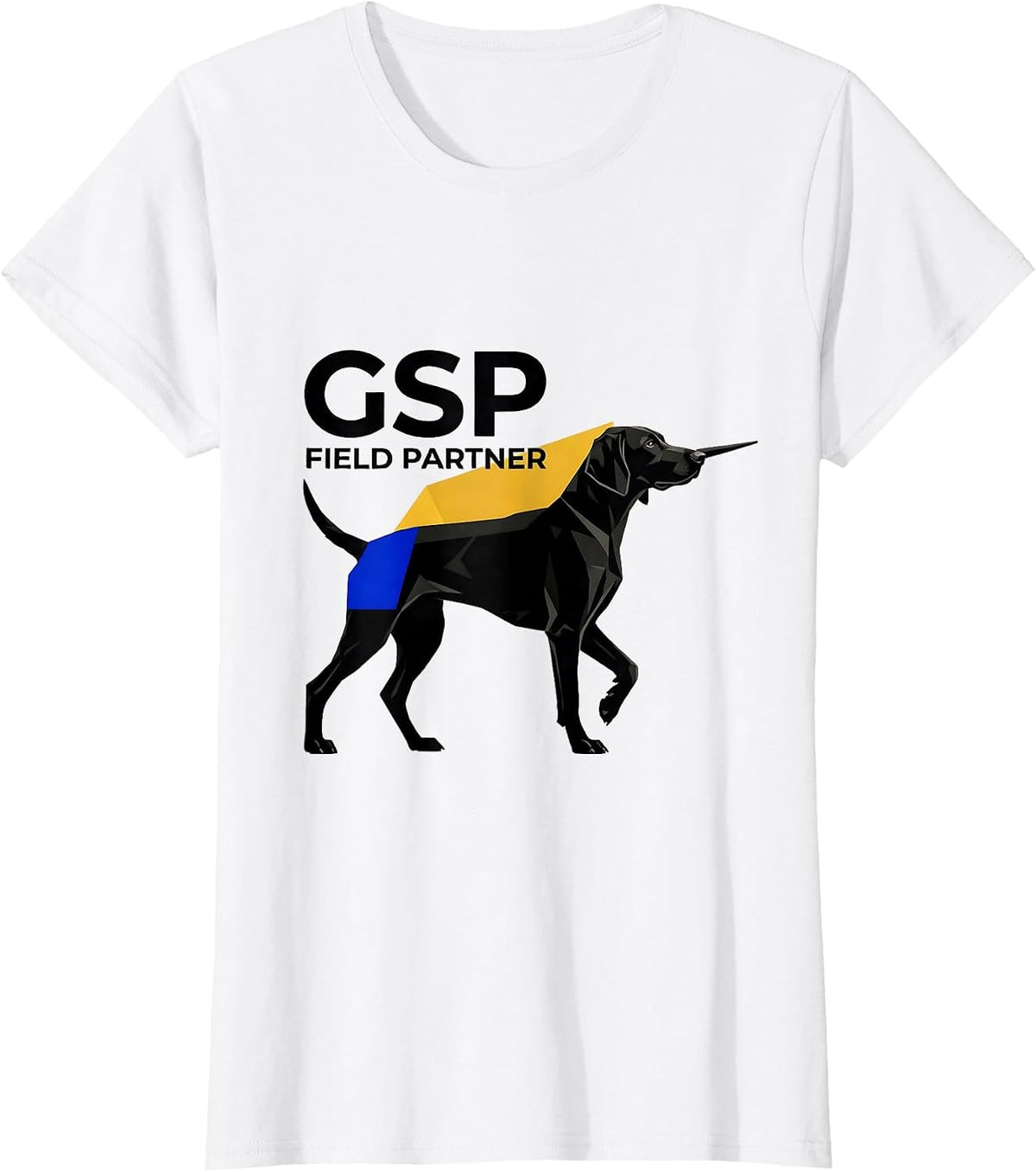 GSP Field Partner Geometric German Shorthaired Pointer Dog T-Shirt - White